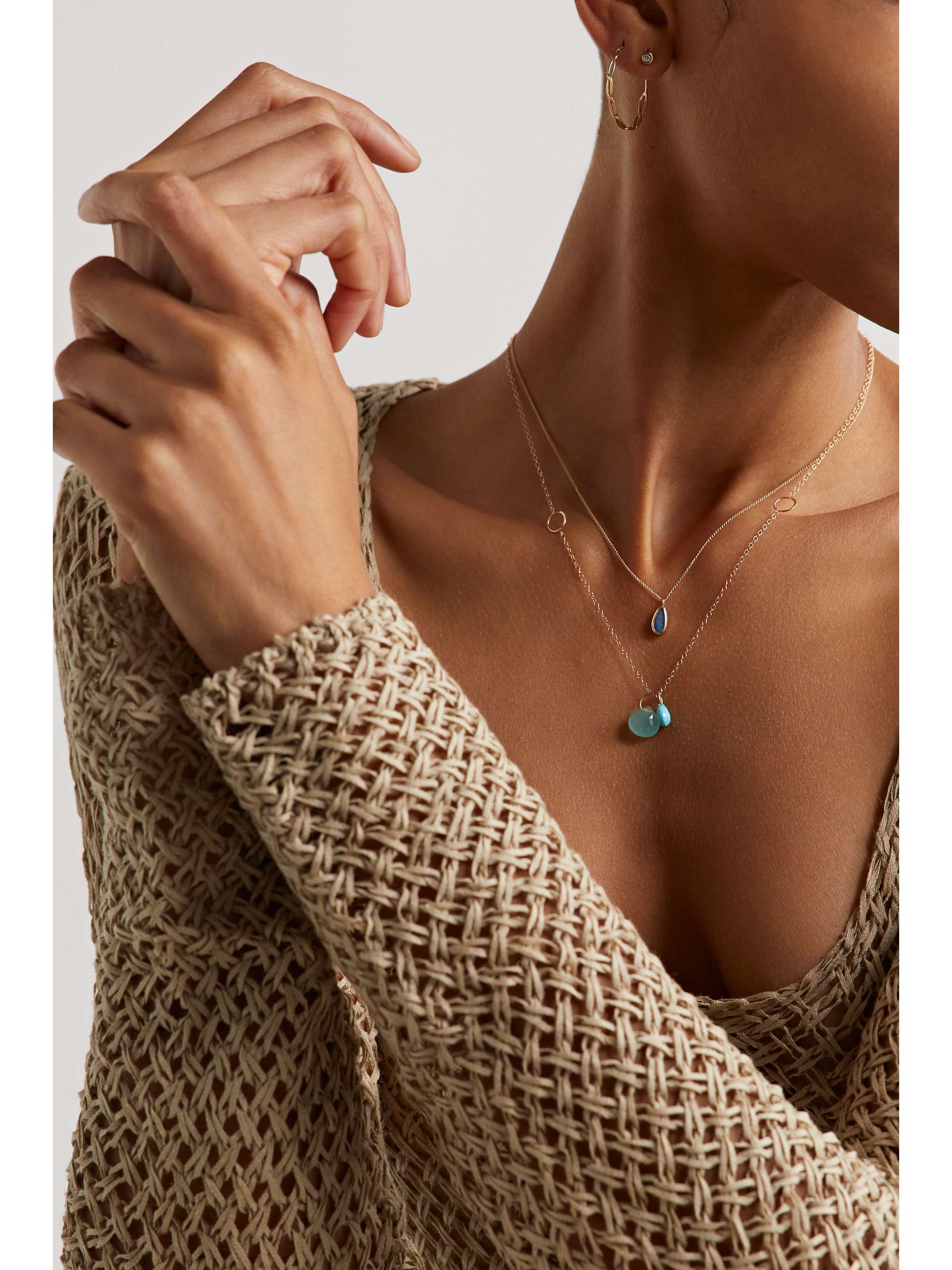 MELISSA JOY MANNING 14-karat recycled gold, turquoise and chalcedony necklace