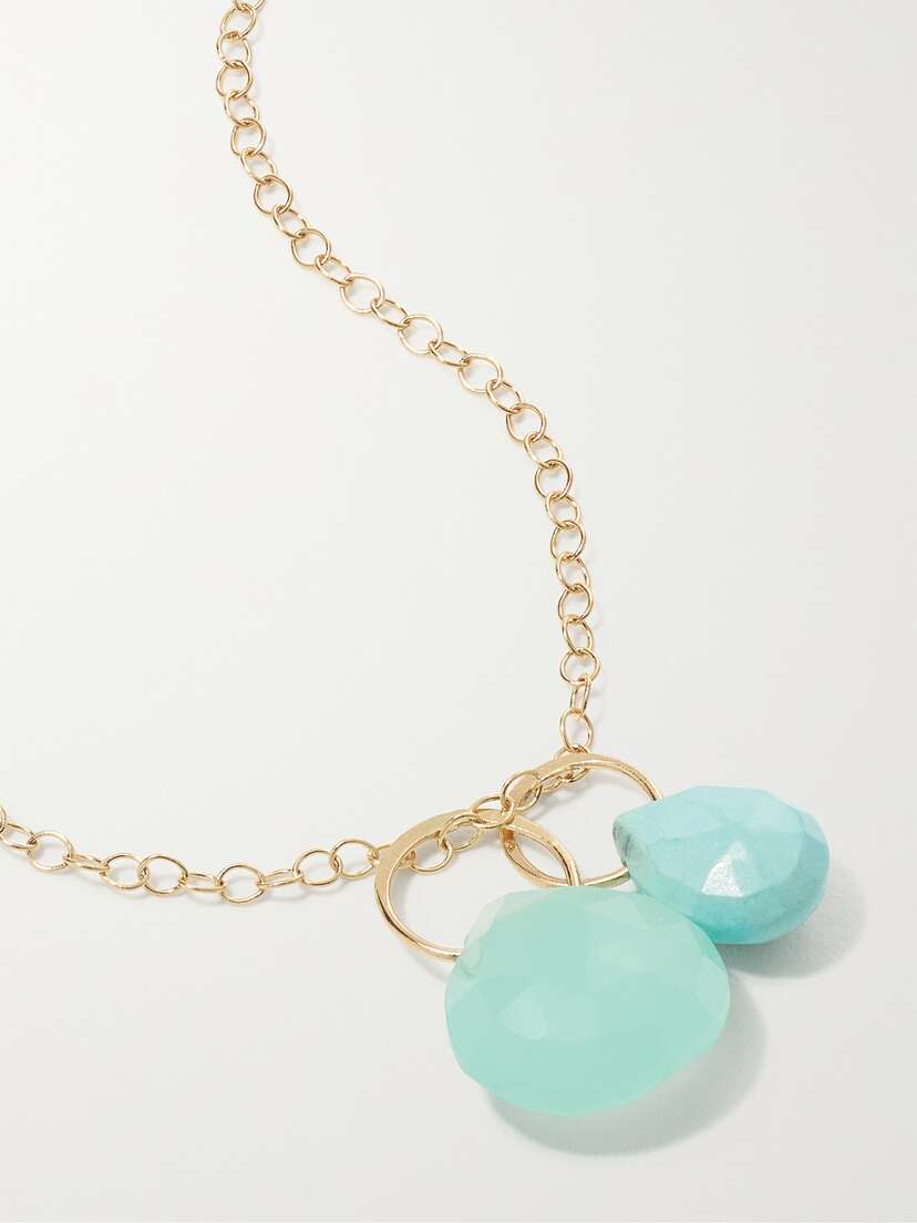 Melissa Joy Manning 14-karat Recycled Gold, Turquoise And Chalcedony Necklace