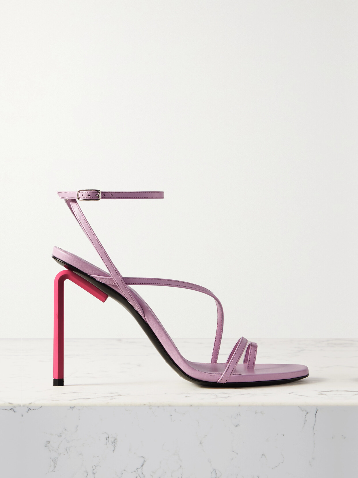 Off-white 110mm Allen Glittered Leather Sandals In Pink