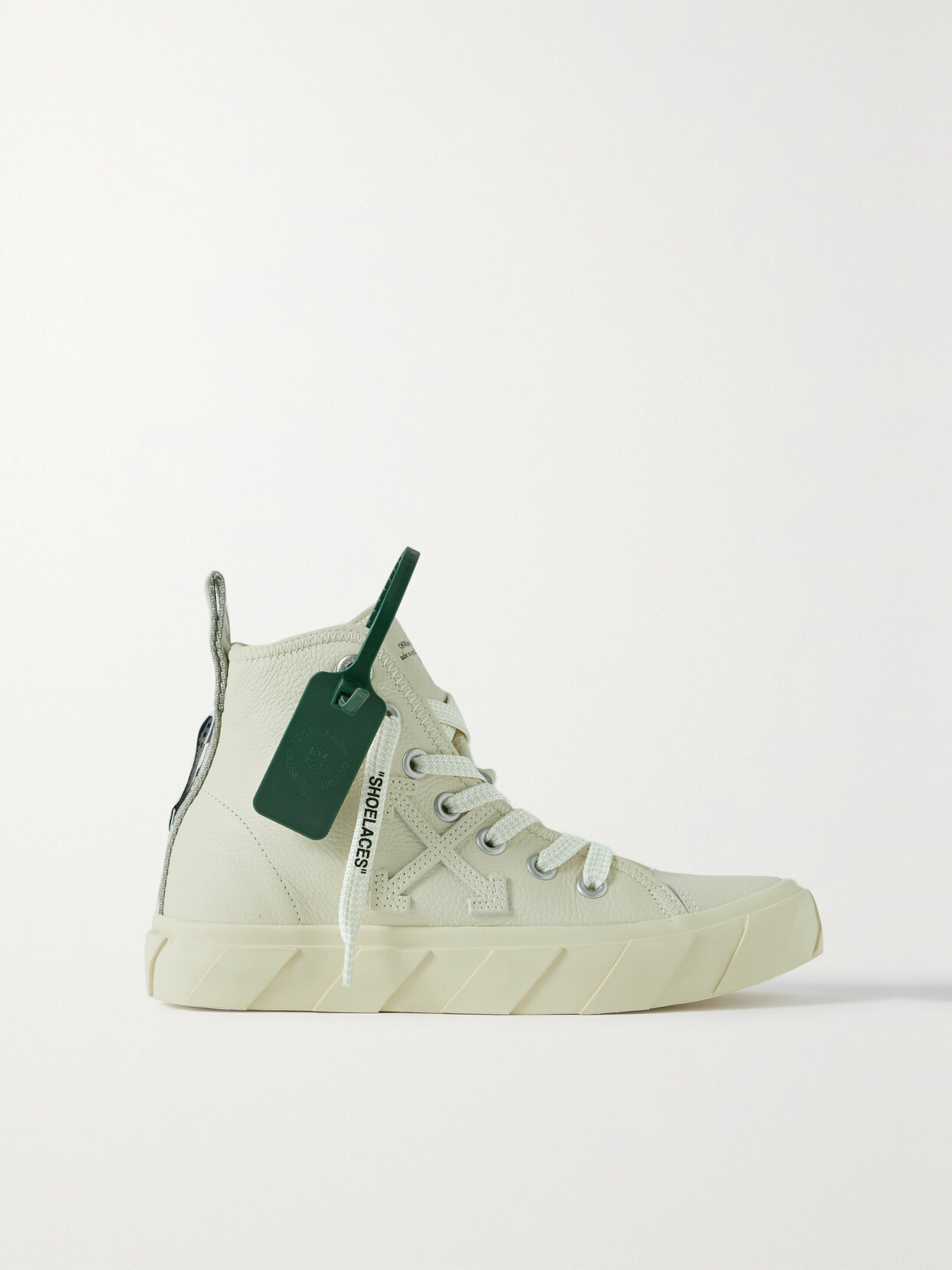 Off-White Mid Vulcanized Logo-appliquéd Textured-leather Sneakers - Cream
