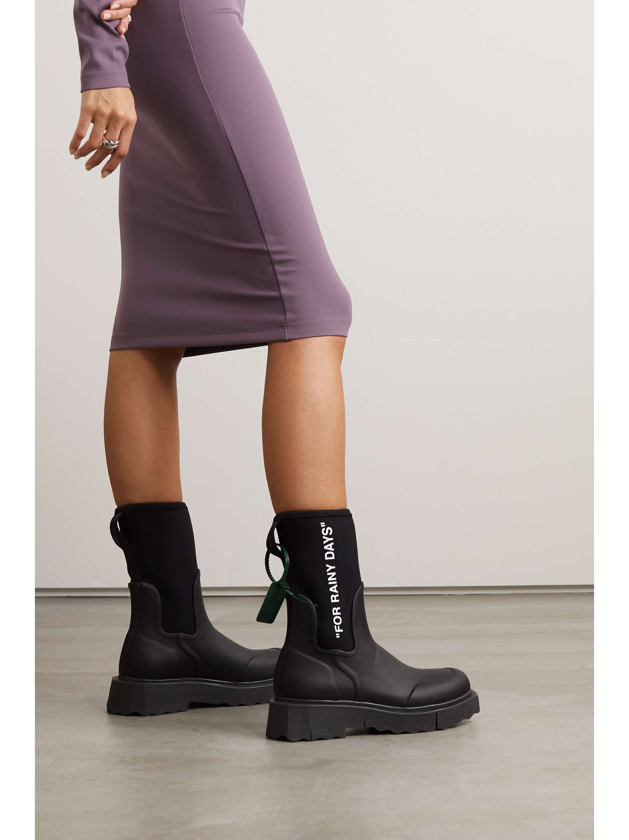 OFF-WHITE Rubber and jersey ankle boots | NET-A-PORTER