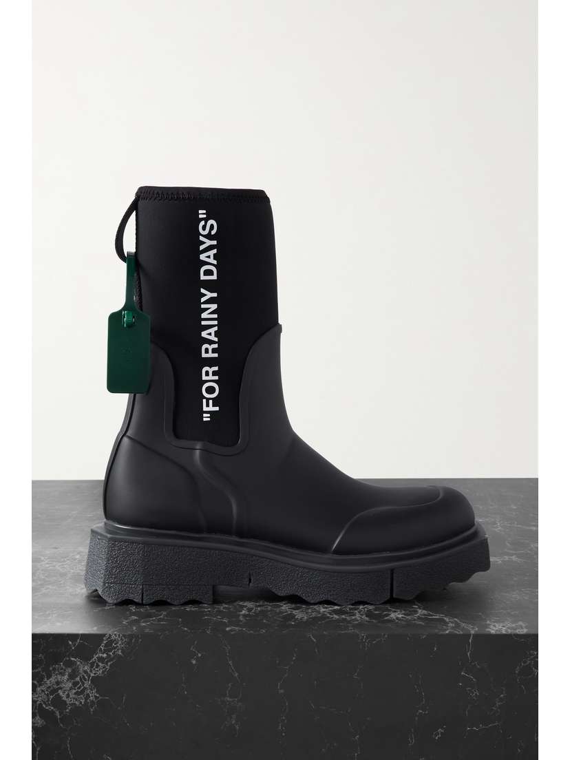 Off-White Rubber And Jersey Ankle Boots
