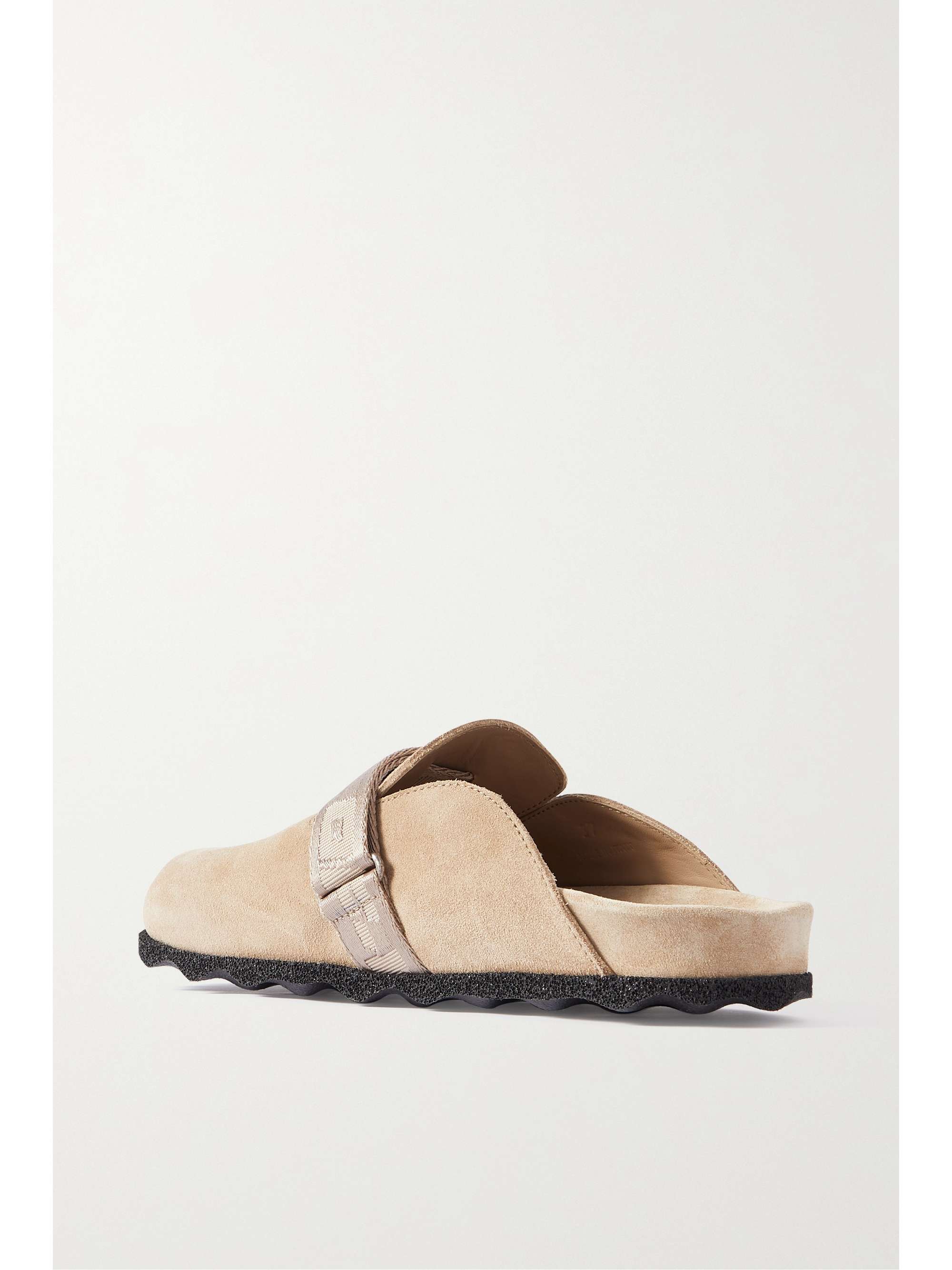 OFF-WHITE Webbing-trimmed suede slip-on clogs