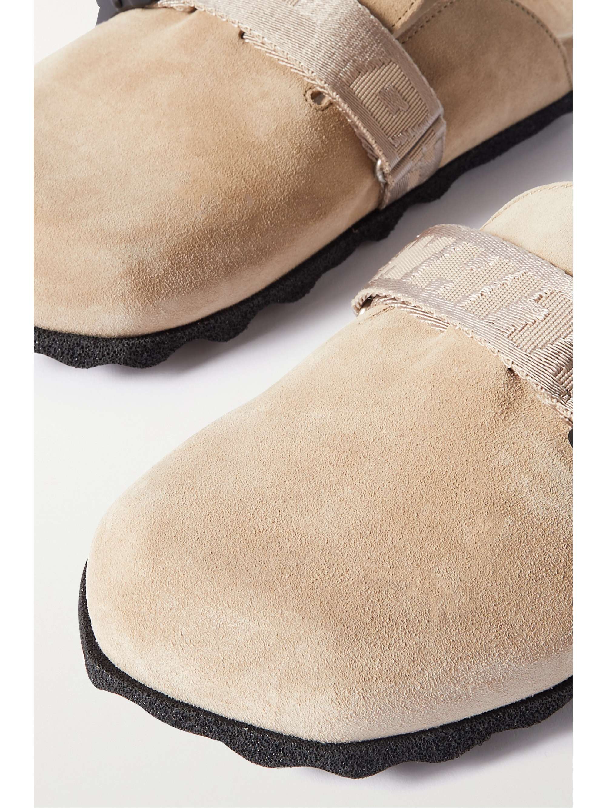OFF-WHITE Webbing-trimmed suede slip-on clogs