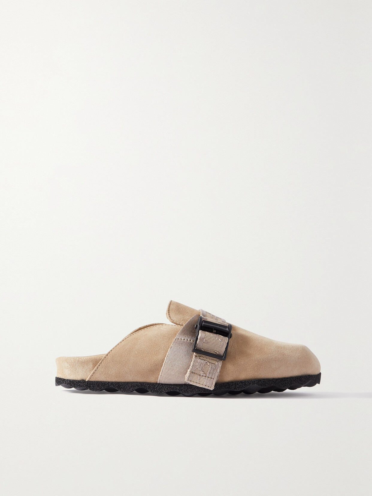 Off-White Webbing-trimmed Suede Slip-on Clogs - Neutrals