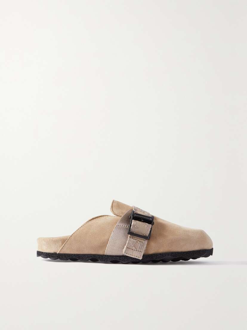 Off-White Webbing-trimmed Suede Slip-on Clogs