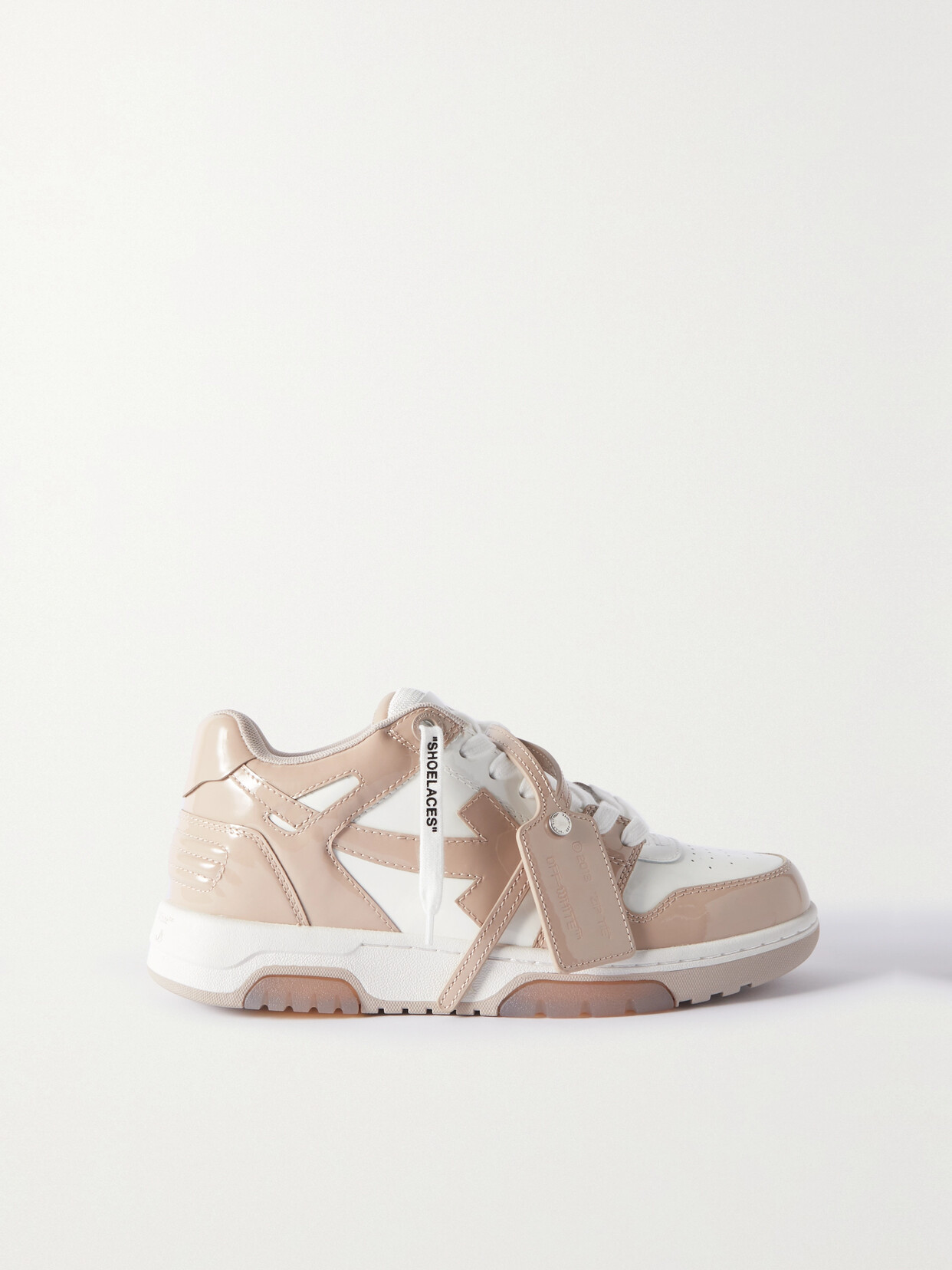 Off-White - Out Of Office Patent-trimmed Leather Sneakers - Pink