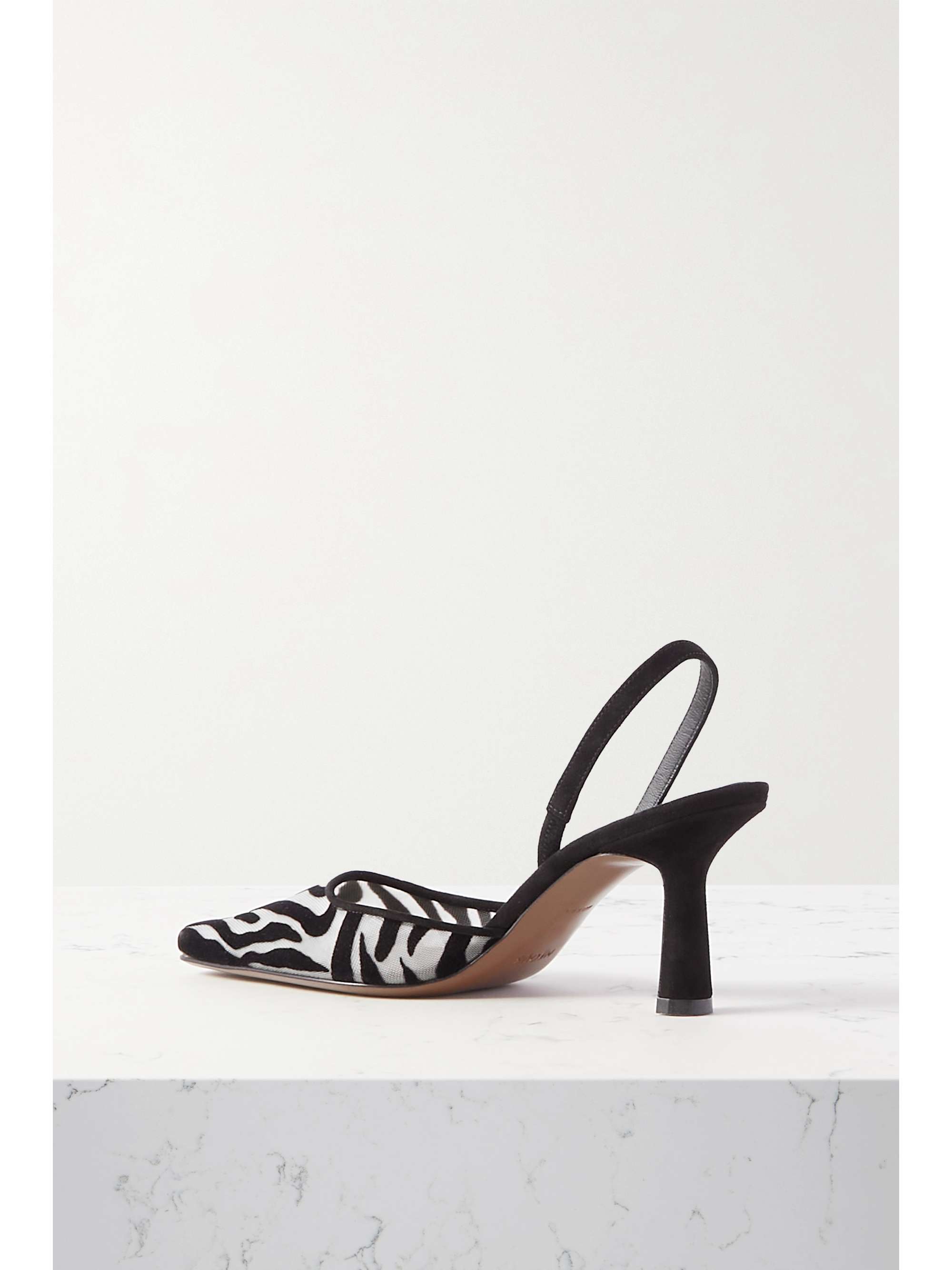 NEOUS Bella flocked mesh and suede slingback pumps