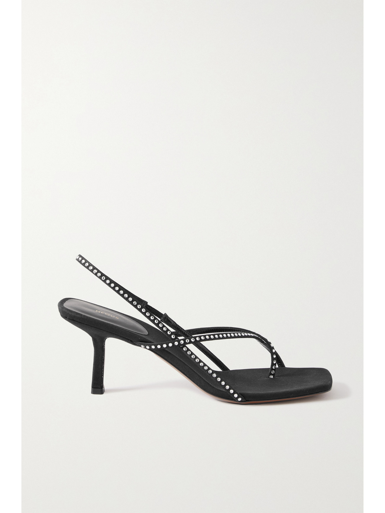 Neous Shamali Crystal-embellished Crepe De Chine Slingback Sandals In Black