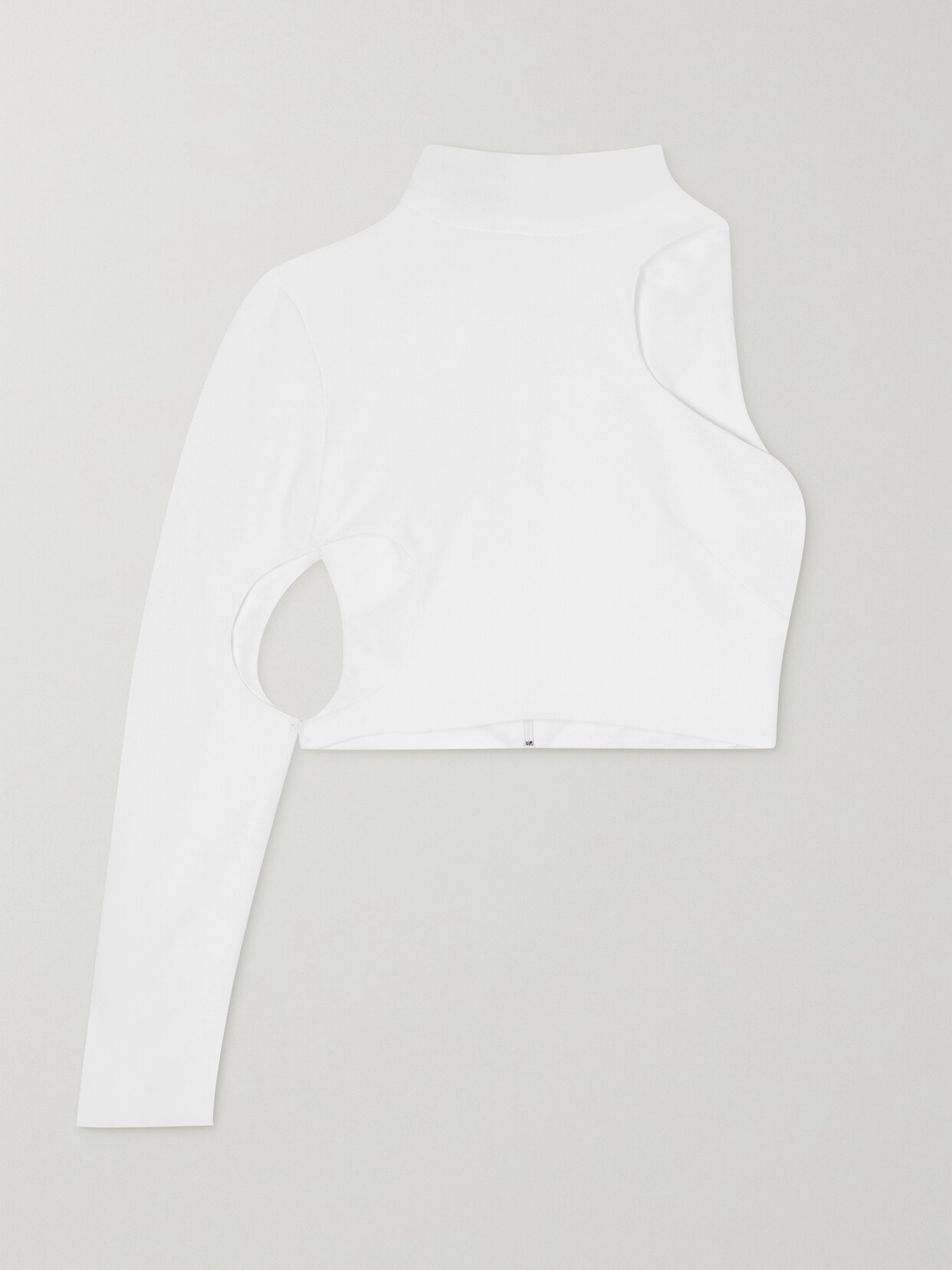 MONOT ONE-SLEEVE CUTOUT CREPE TOP