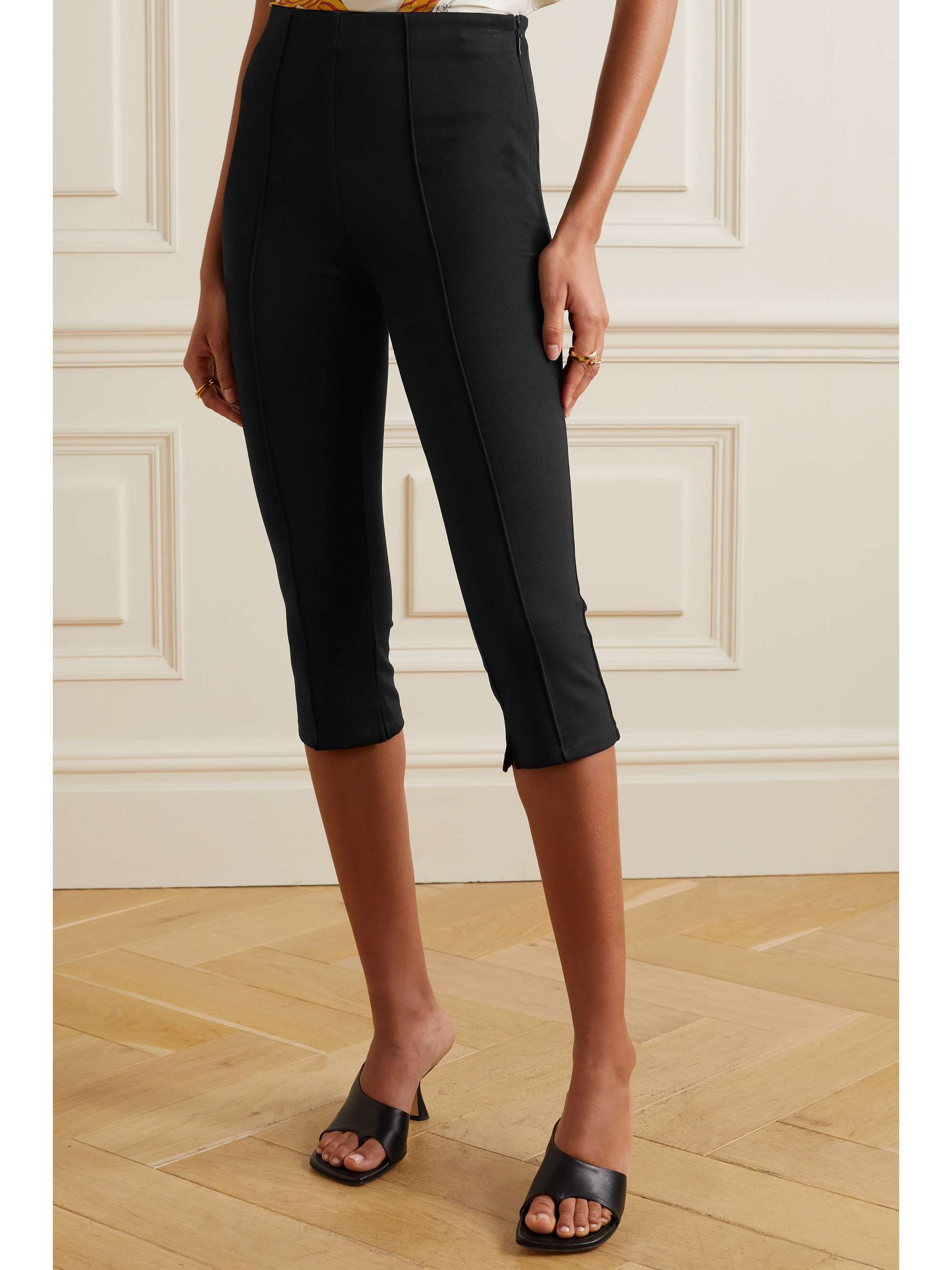 ANINE BING Virginia cropped stretch-twill straight-leg pants