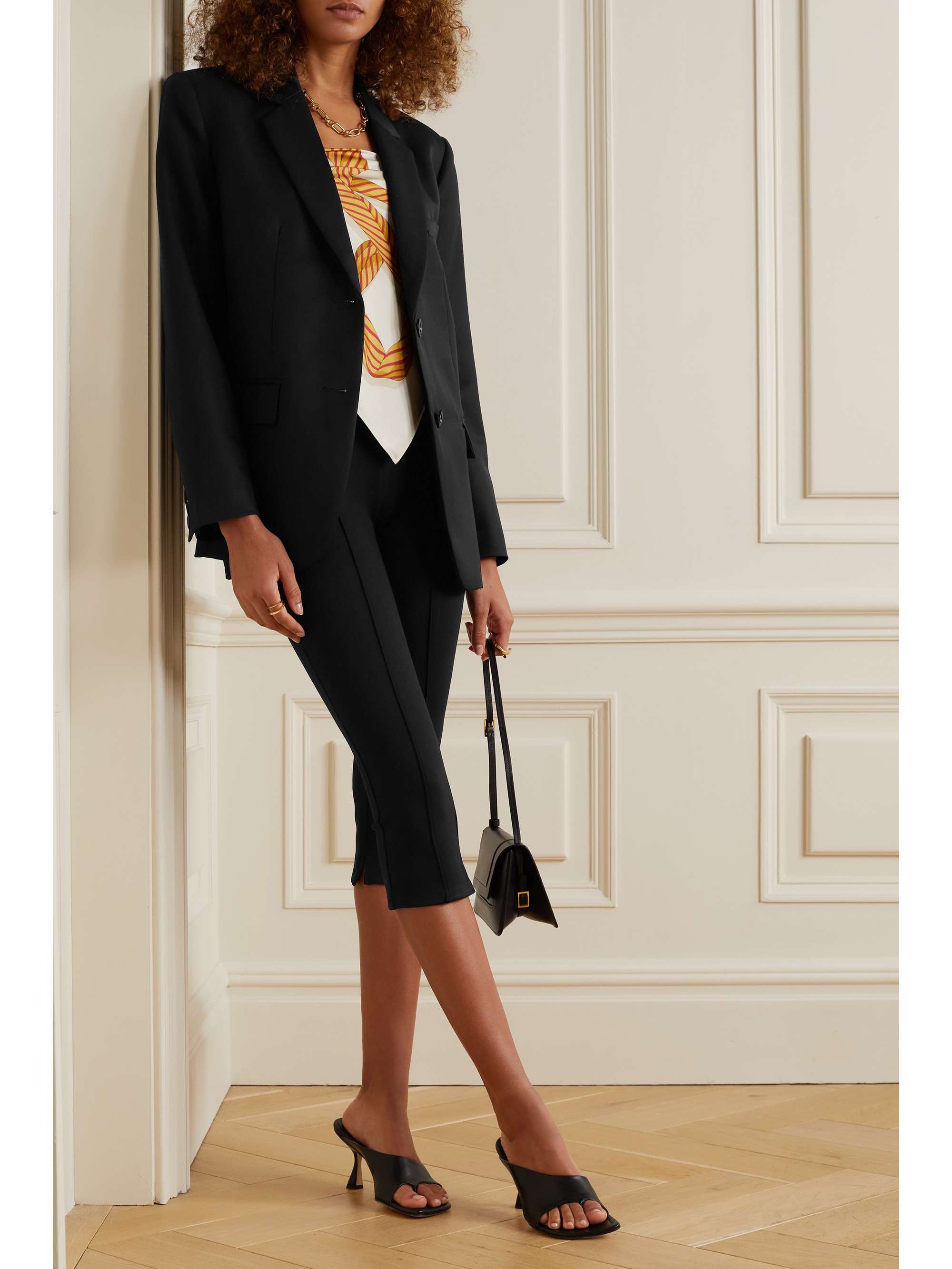 ANINE BING Virginia cropped stretch-twill straight-leg pants