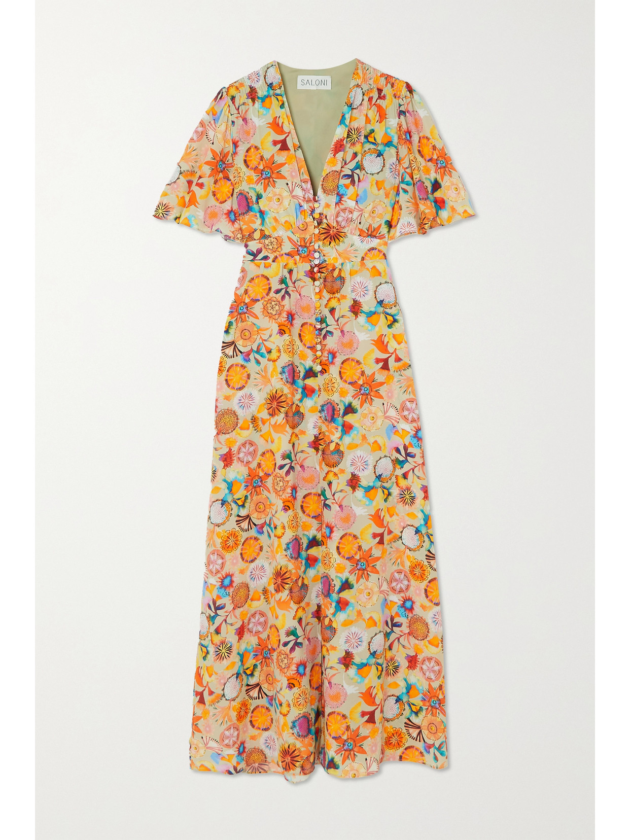 Saloni Emmy Floral-print Silk Crepe De Chine Maxi Dress