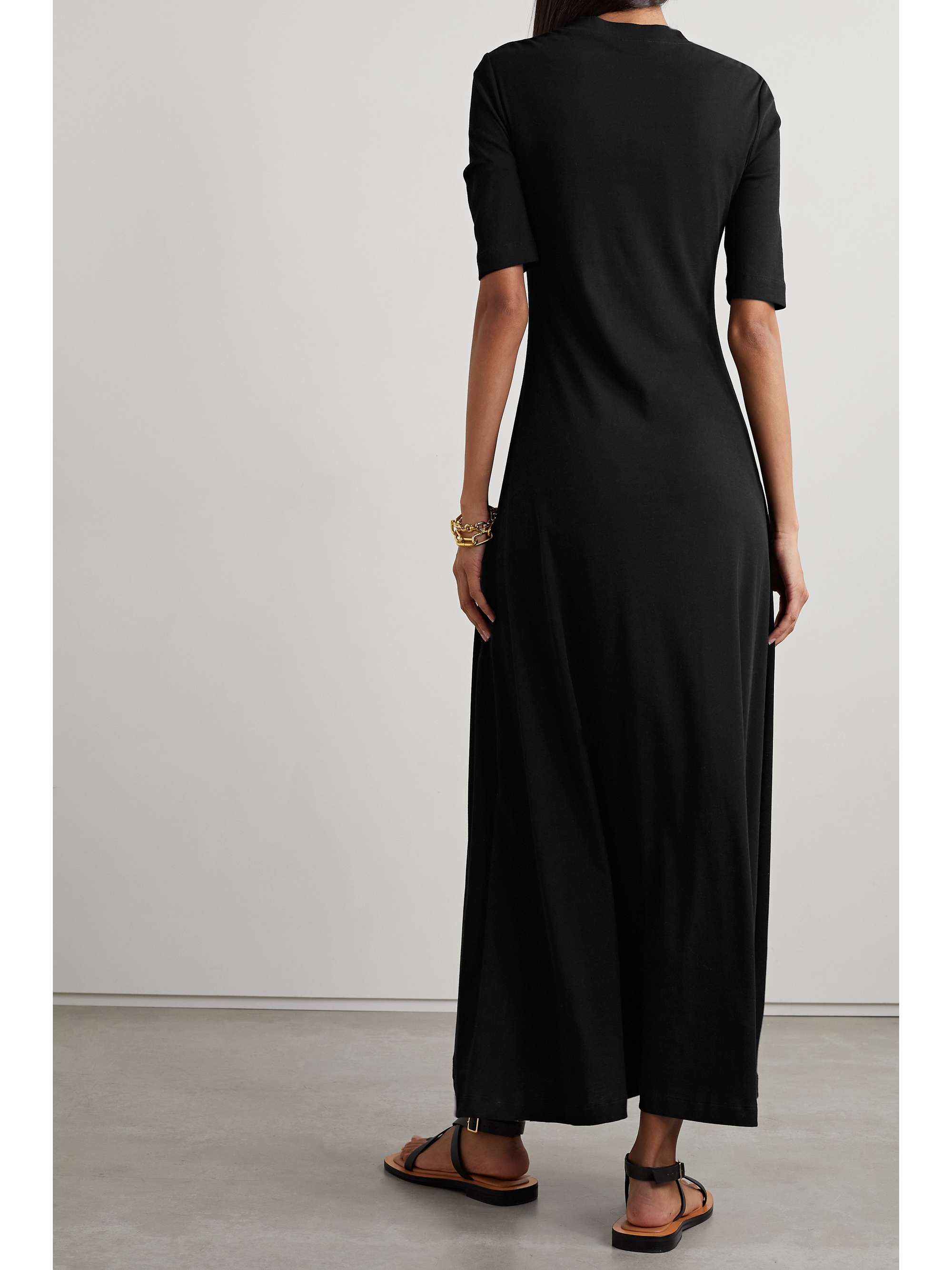 Black Cutout organic cotton-jersey midi 