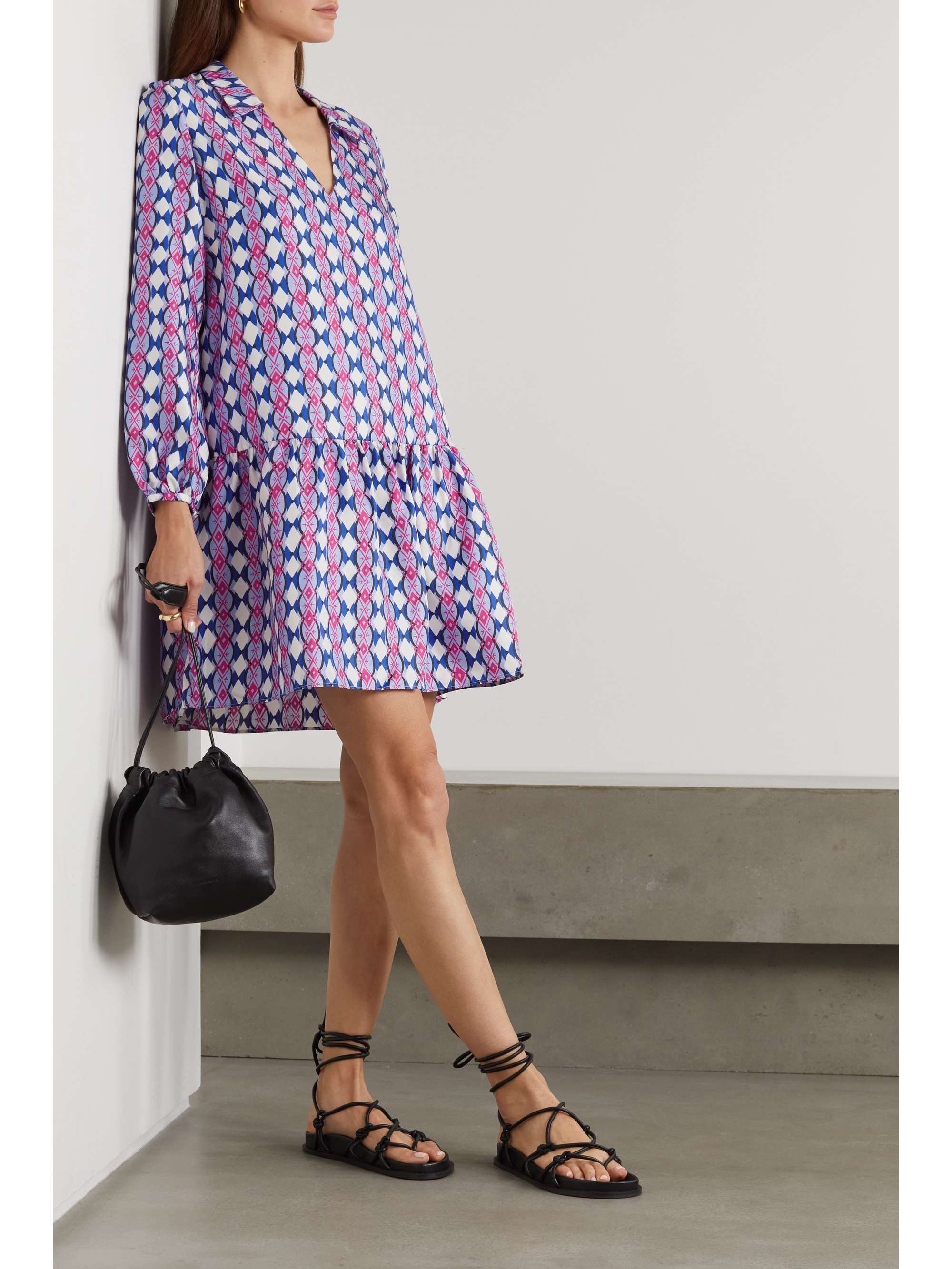 Purple Jas printed silk-twill midi 
