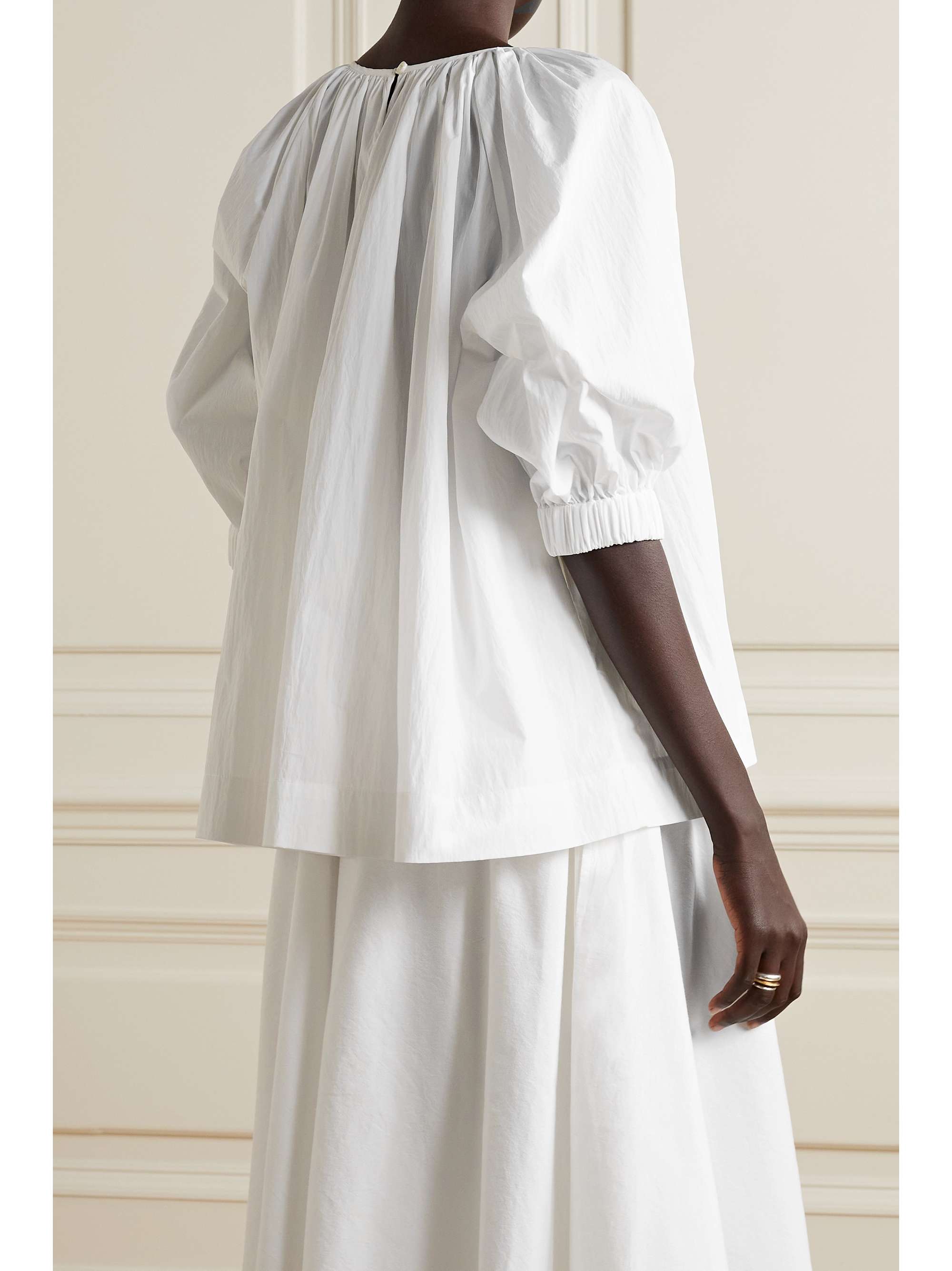 CO Gathered cotton-blend blouse