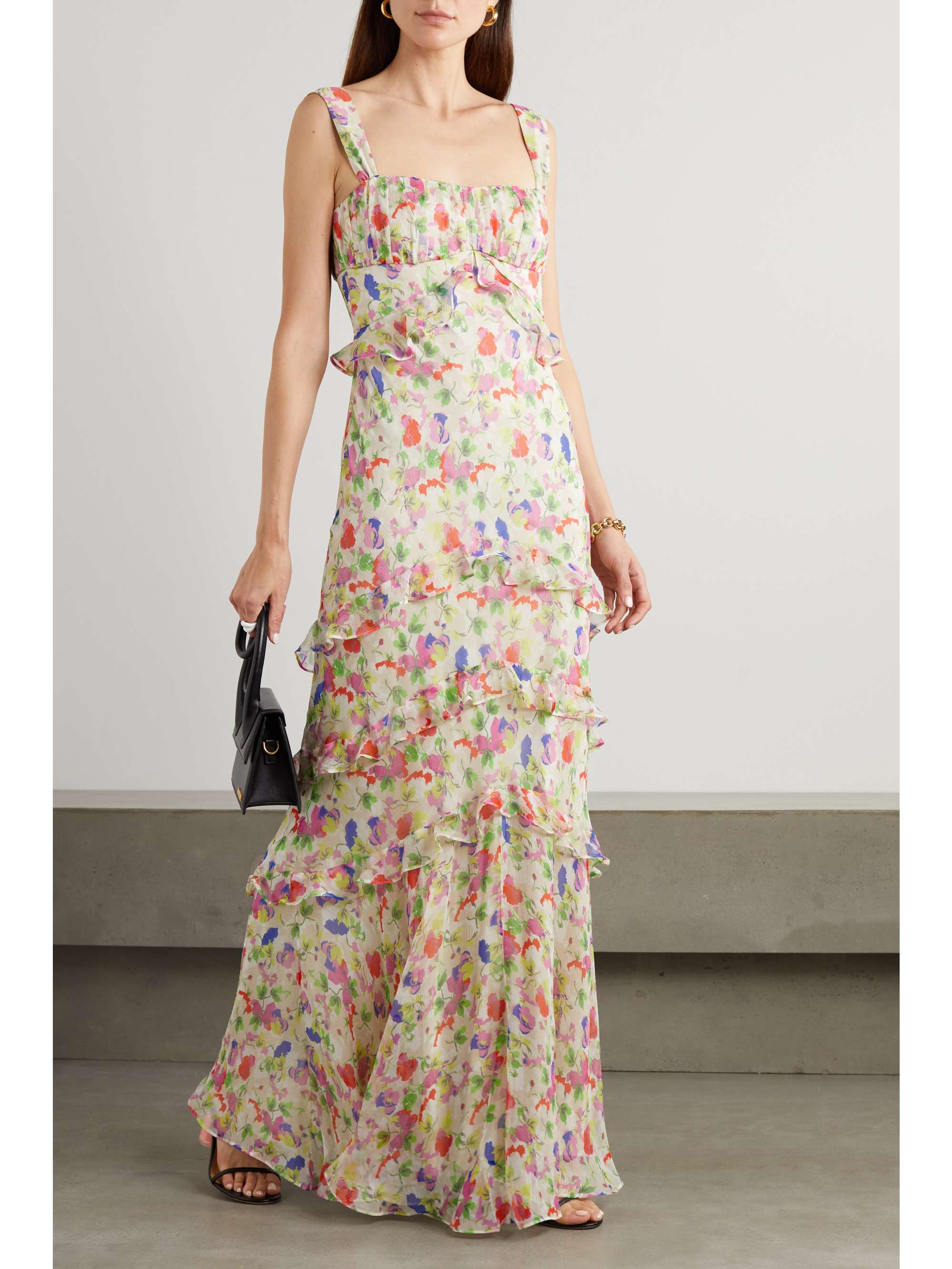 silk-georgette maxi dress | SALONI 