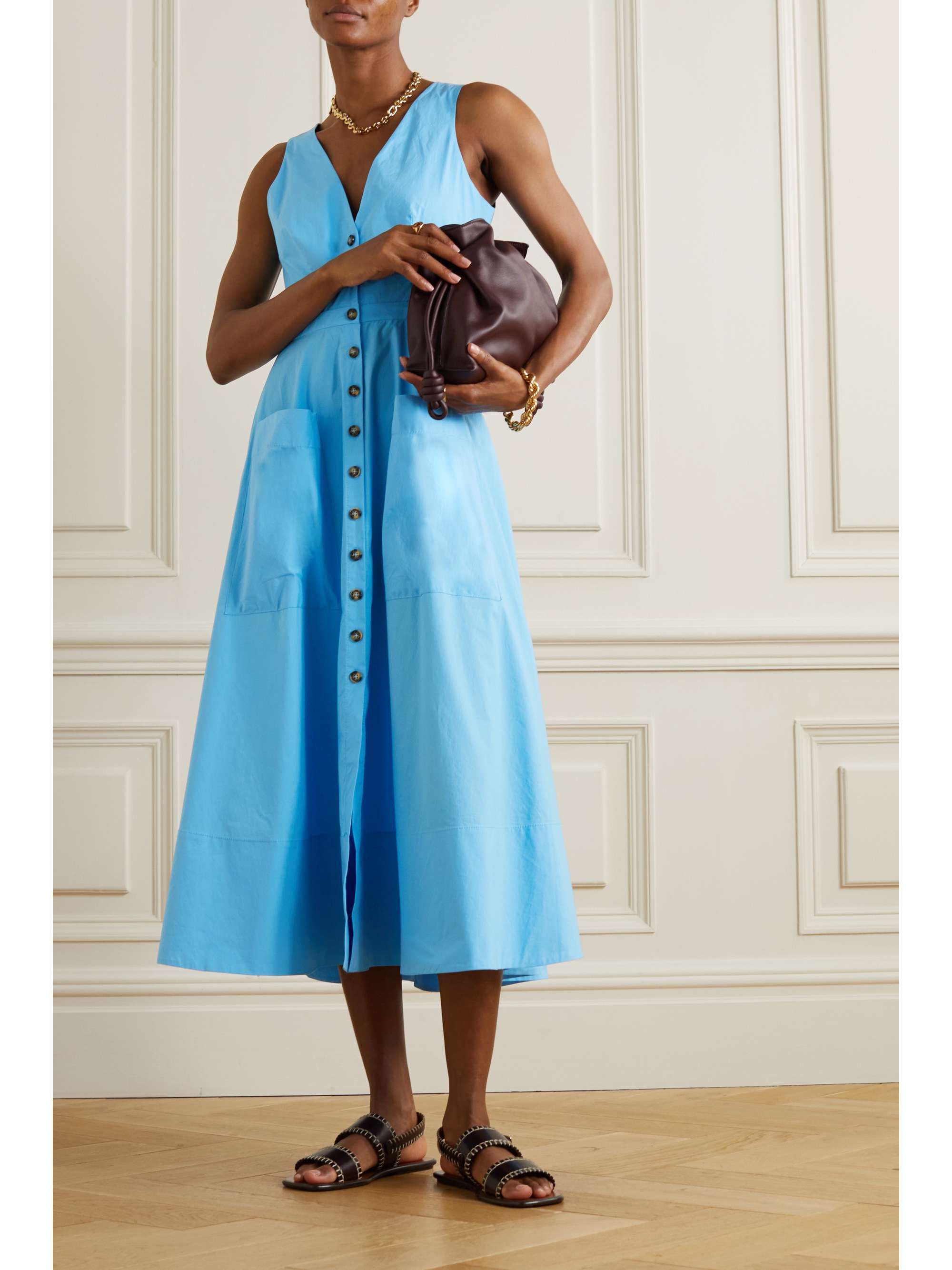 Turquoise Zoey cutout stretch-cotton 