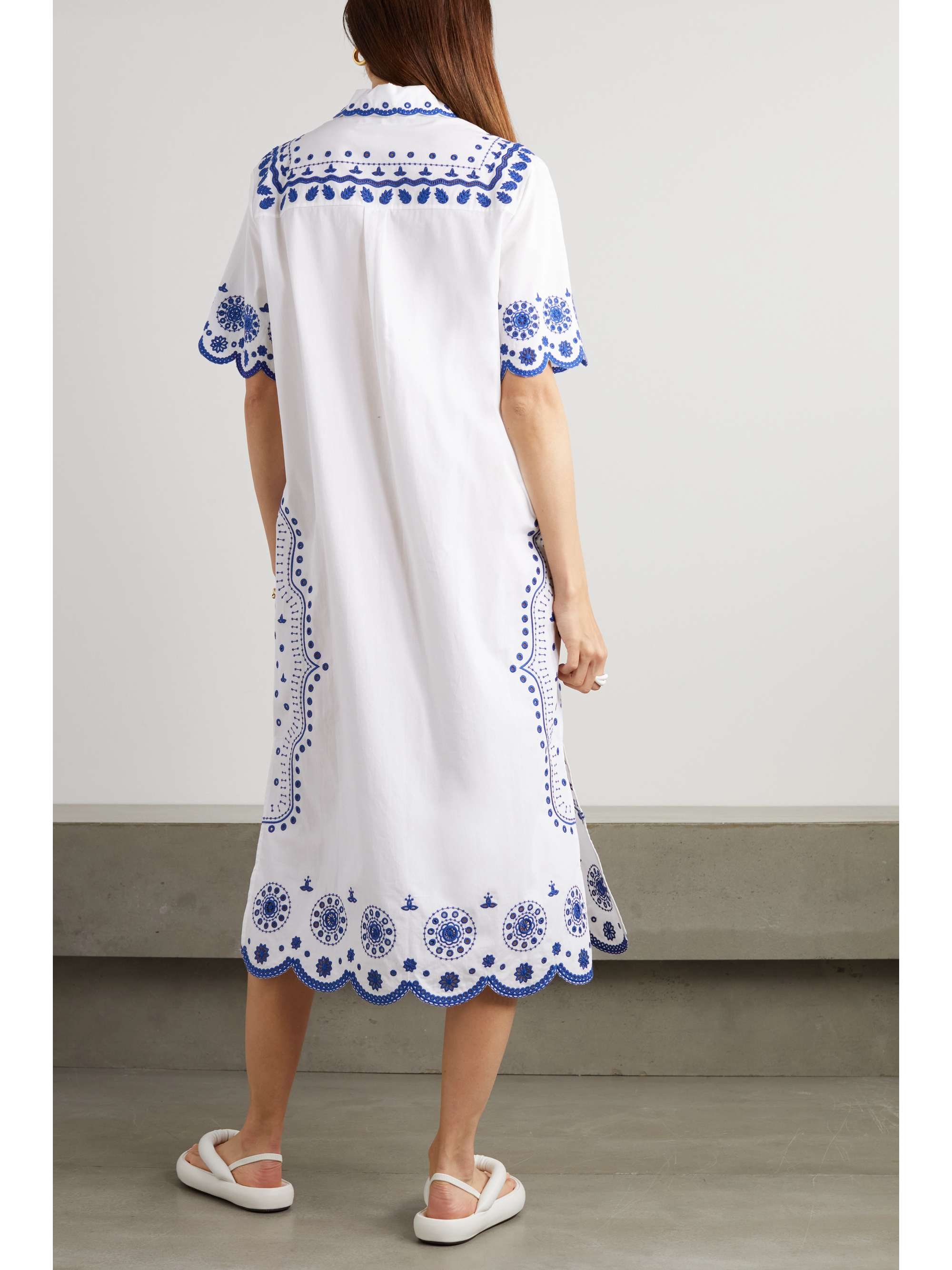 SALONI Dree broderie anglaise cotton-poplin midi dress