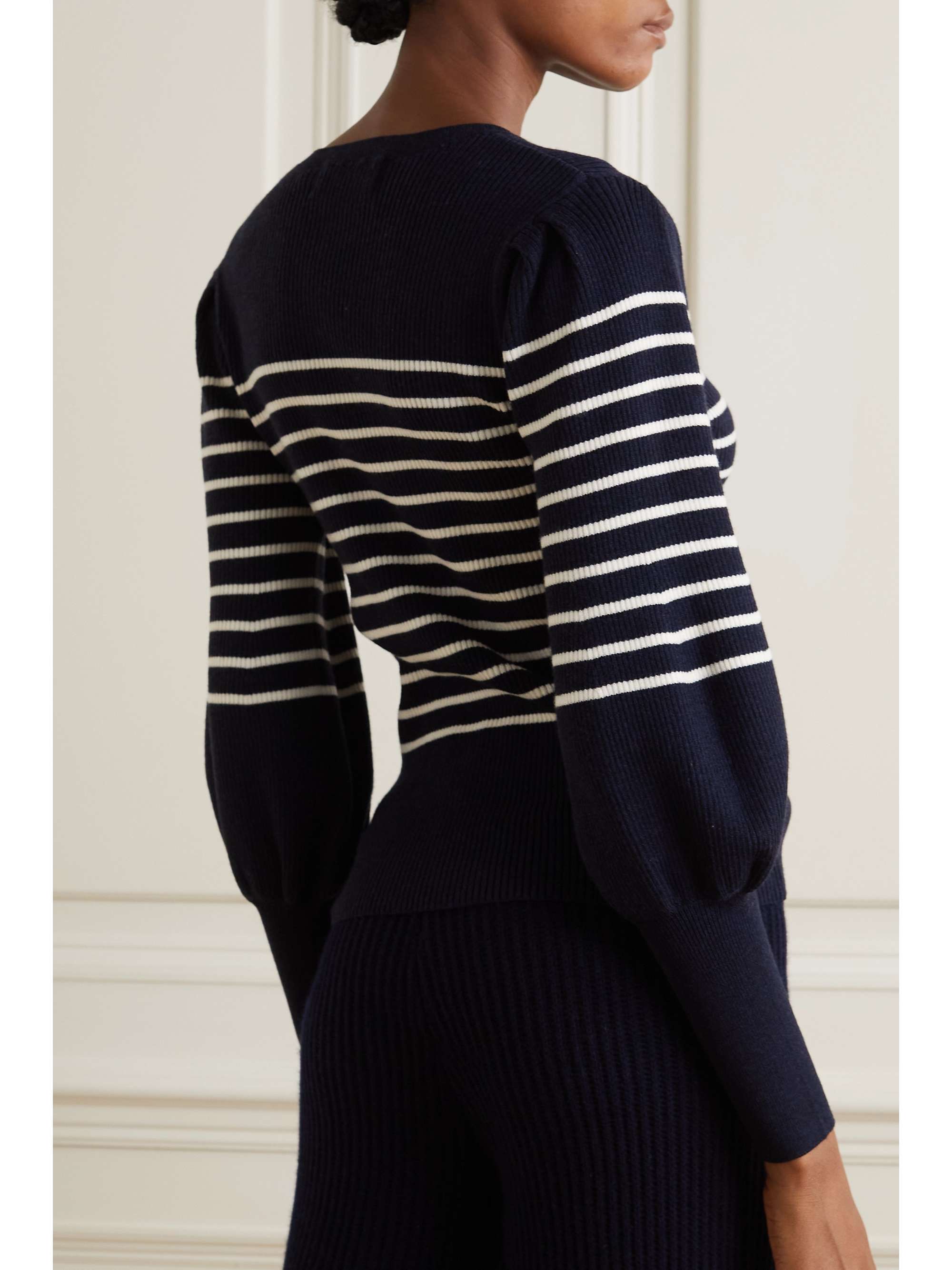 CEFINN Eva striped ribbed merino wool-blend sweater