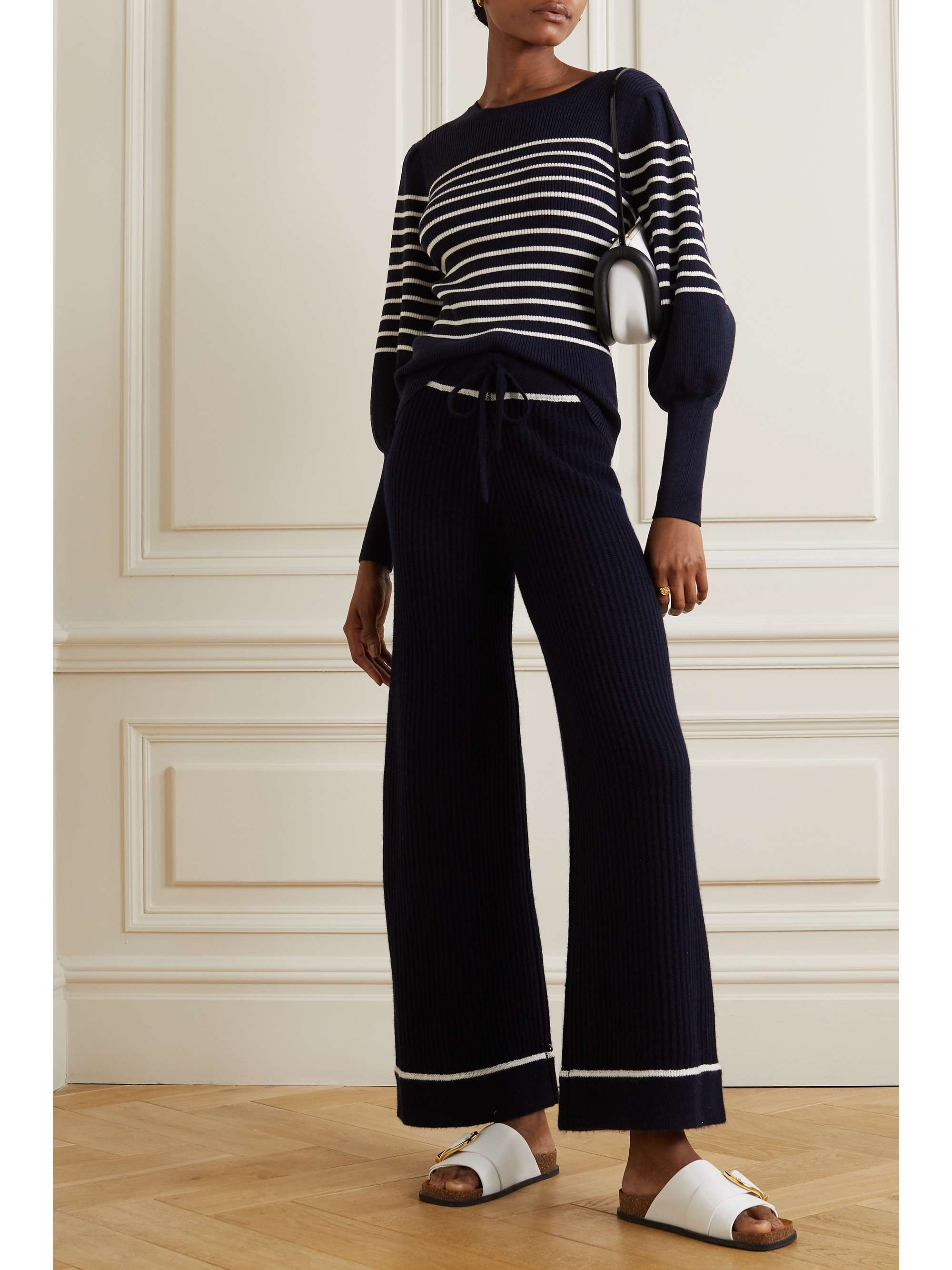 CEFINN Eva striped ribbed merino wool-blend sweater