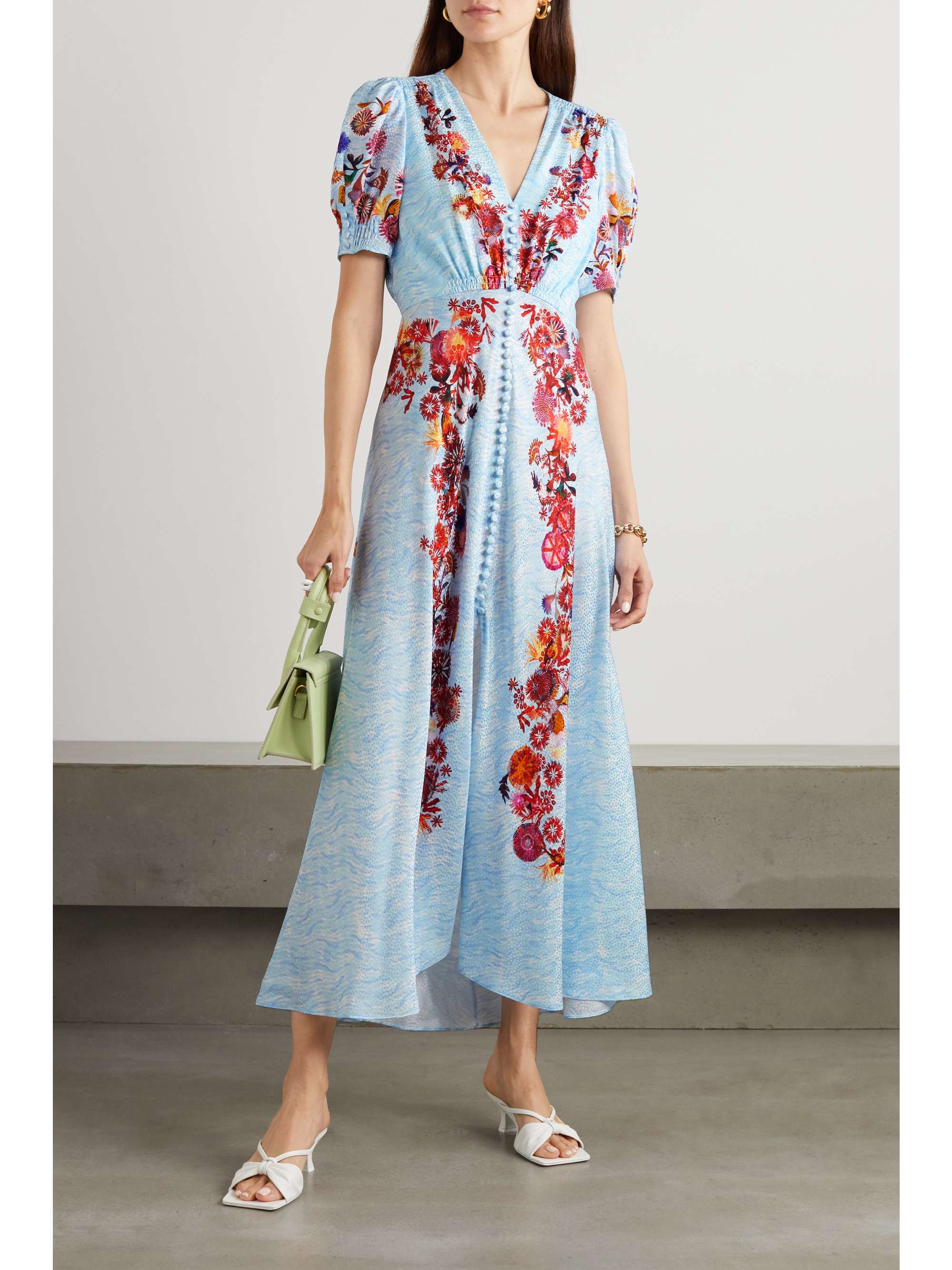 SALONI Lea printed silk-jacquard maxi dress | NET-A-PORTER