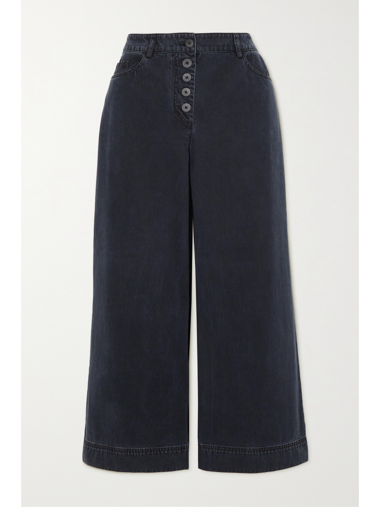 Cefinn - Leo Cropped Tencel Lyocell And Cotton-blend Twill Wide-leg Pants - Blue