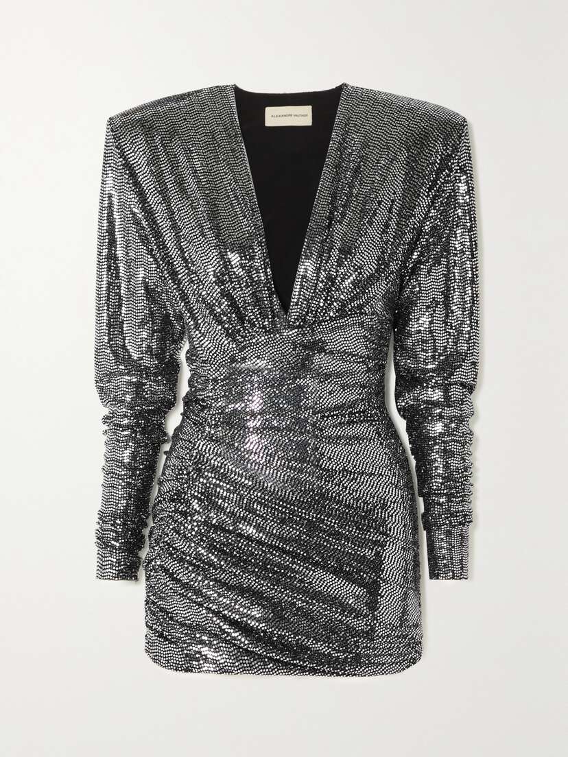Alexandre Vauthier Asymmetric Gathered Sequined Stretch-jersey Mini Dress
