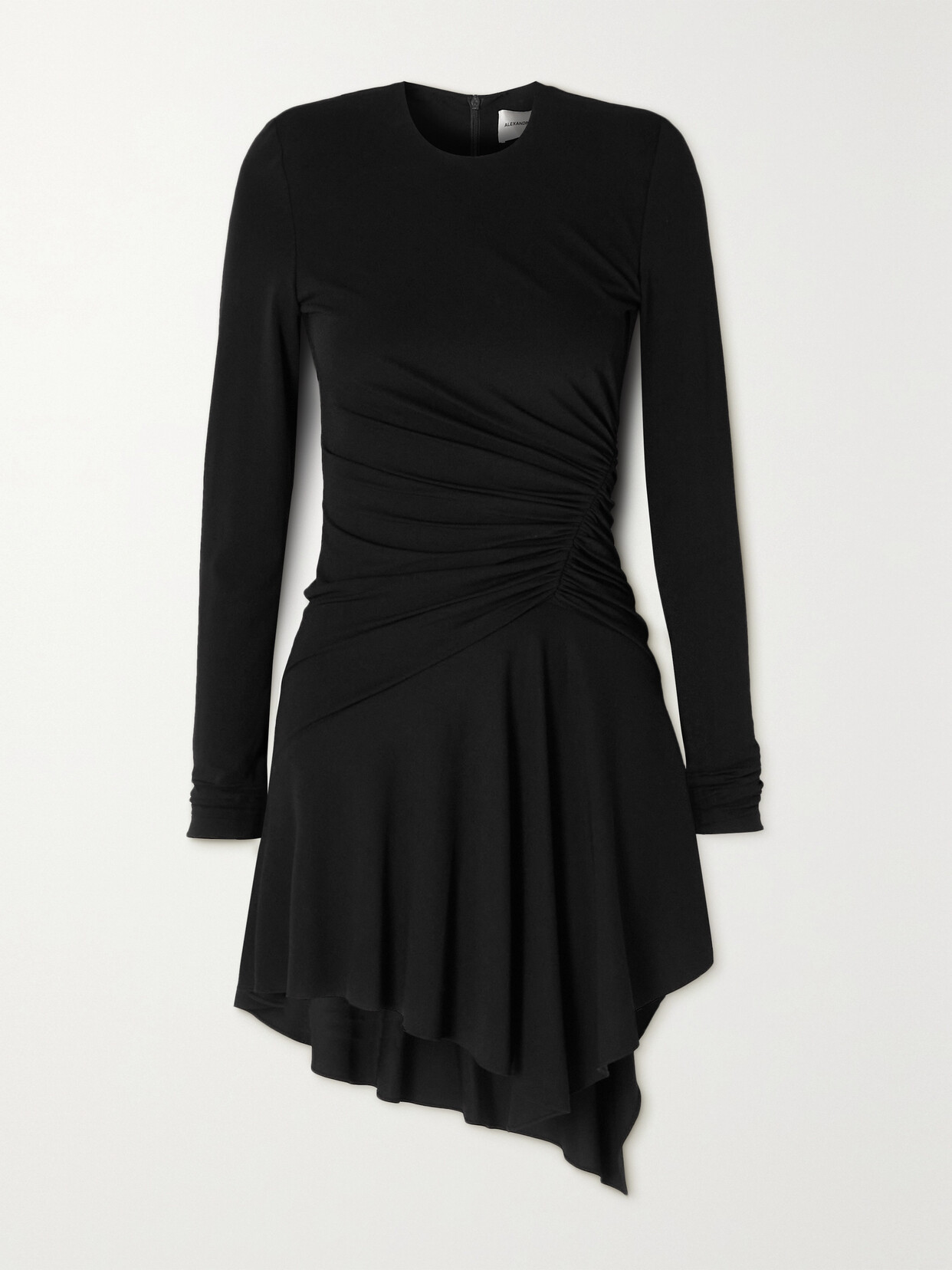 Alexandre Vauthier Ruched Asymmetric Crepe Mini Dress - Black