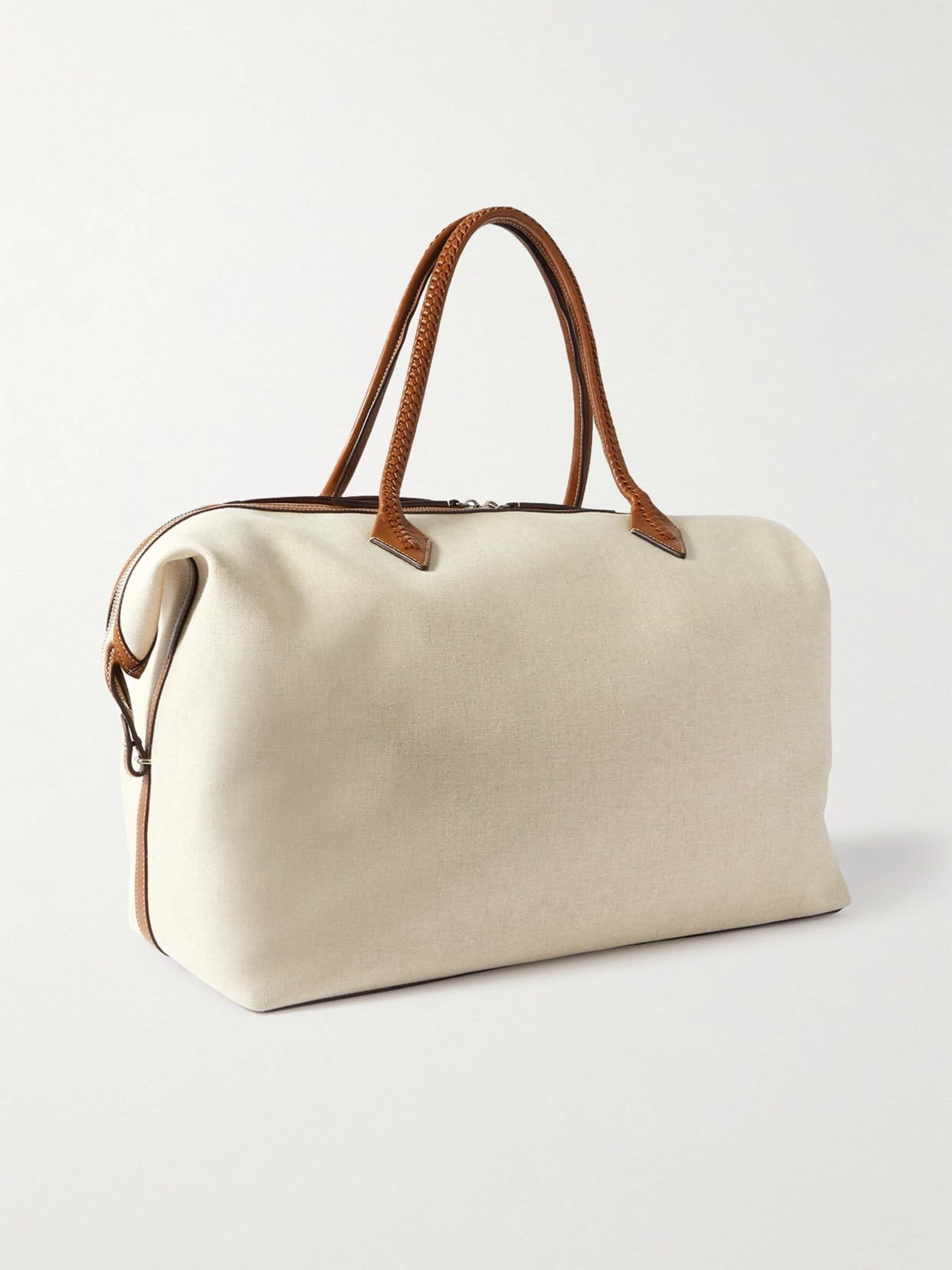 Shop Metier Perriand Weekend Leather-trimmed Linen-canvas Tote In Neutrals