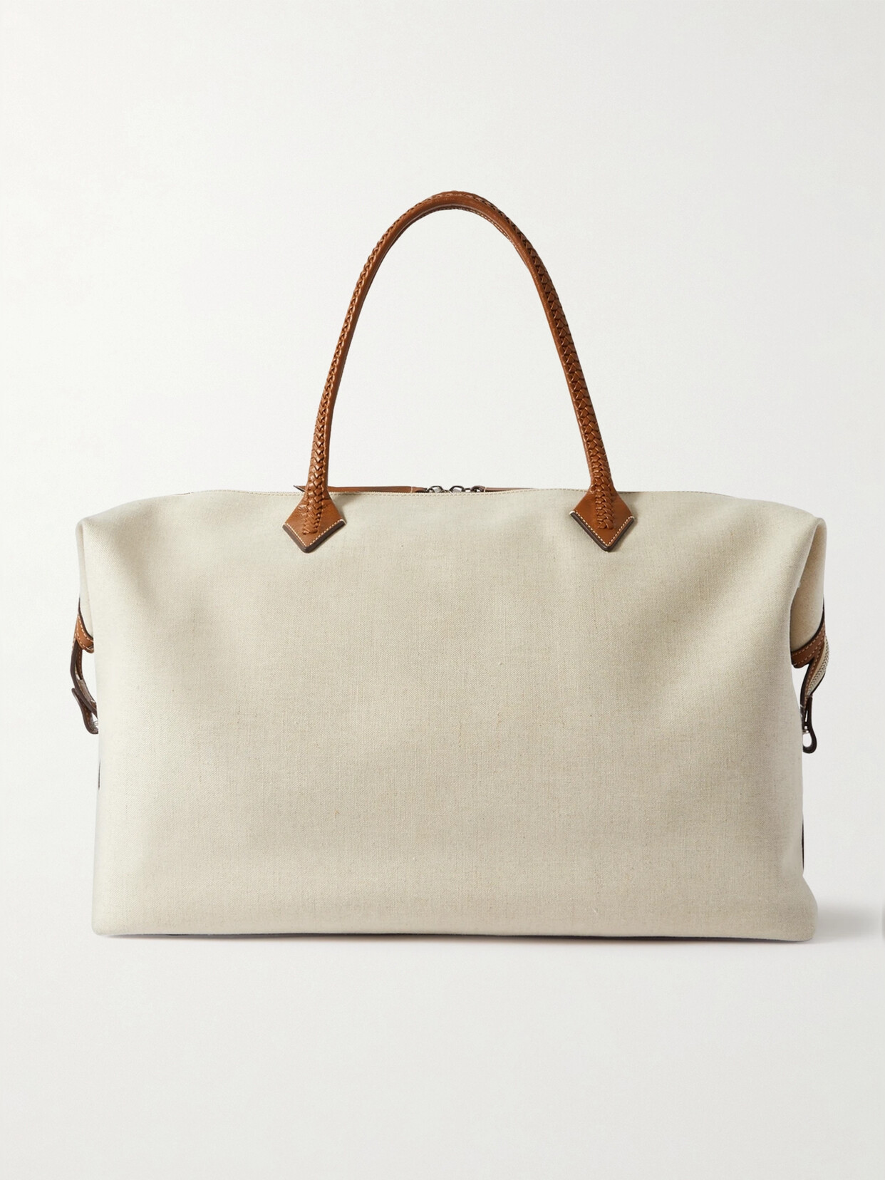 Shop Metier Perriand Weekend Leather-trimmed Linen-canvas Tote In Neutrals