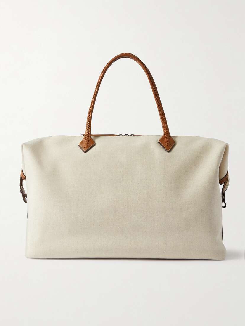 Métier Vérité Weekend Leather-trimmed Linen-canvas Tote