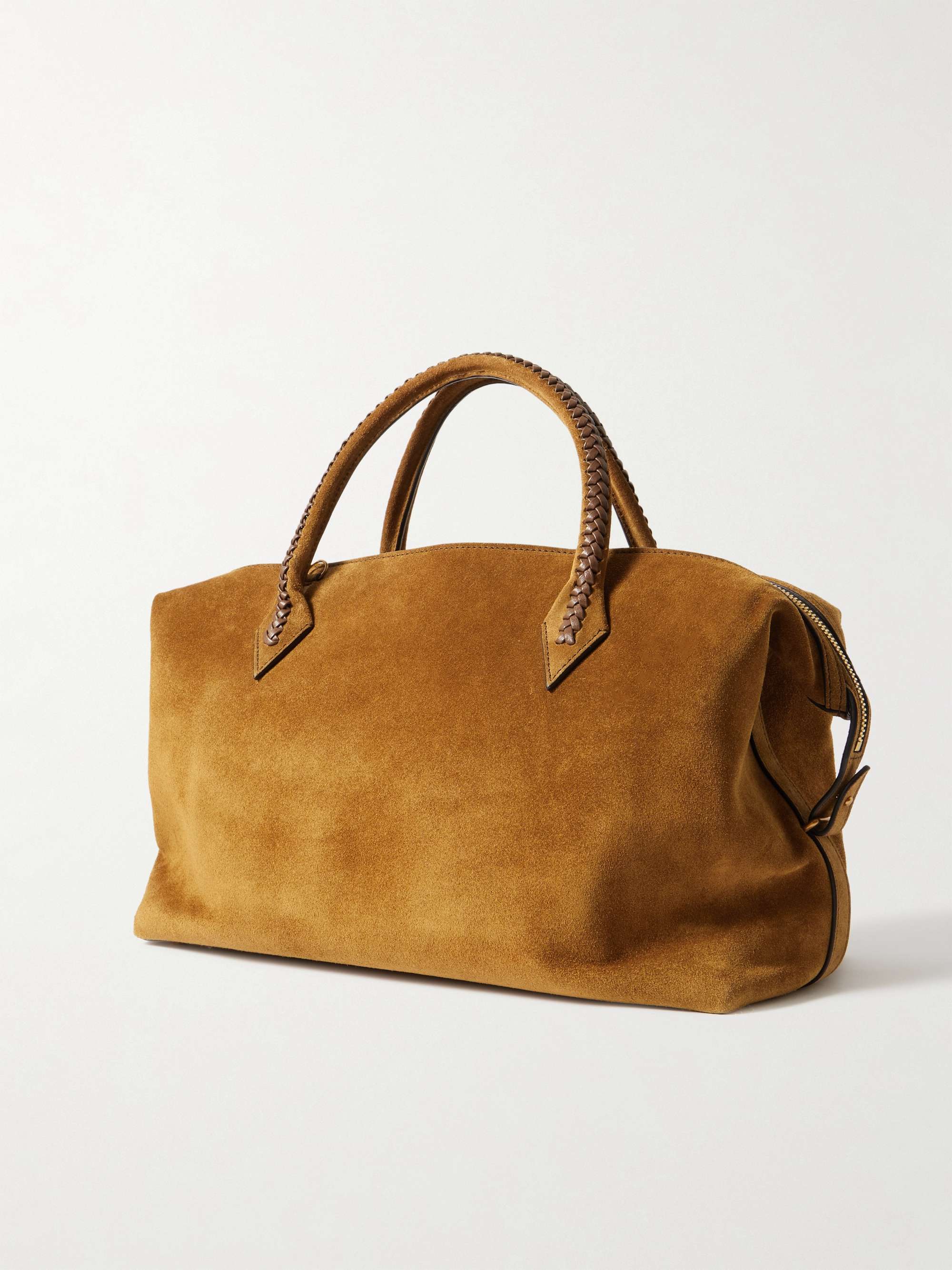 MÉTIER Perriand City medium braided leather-trimmed suede tote