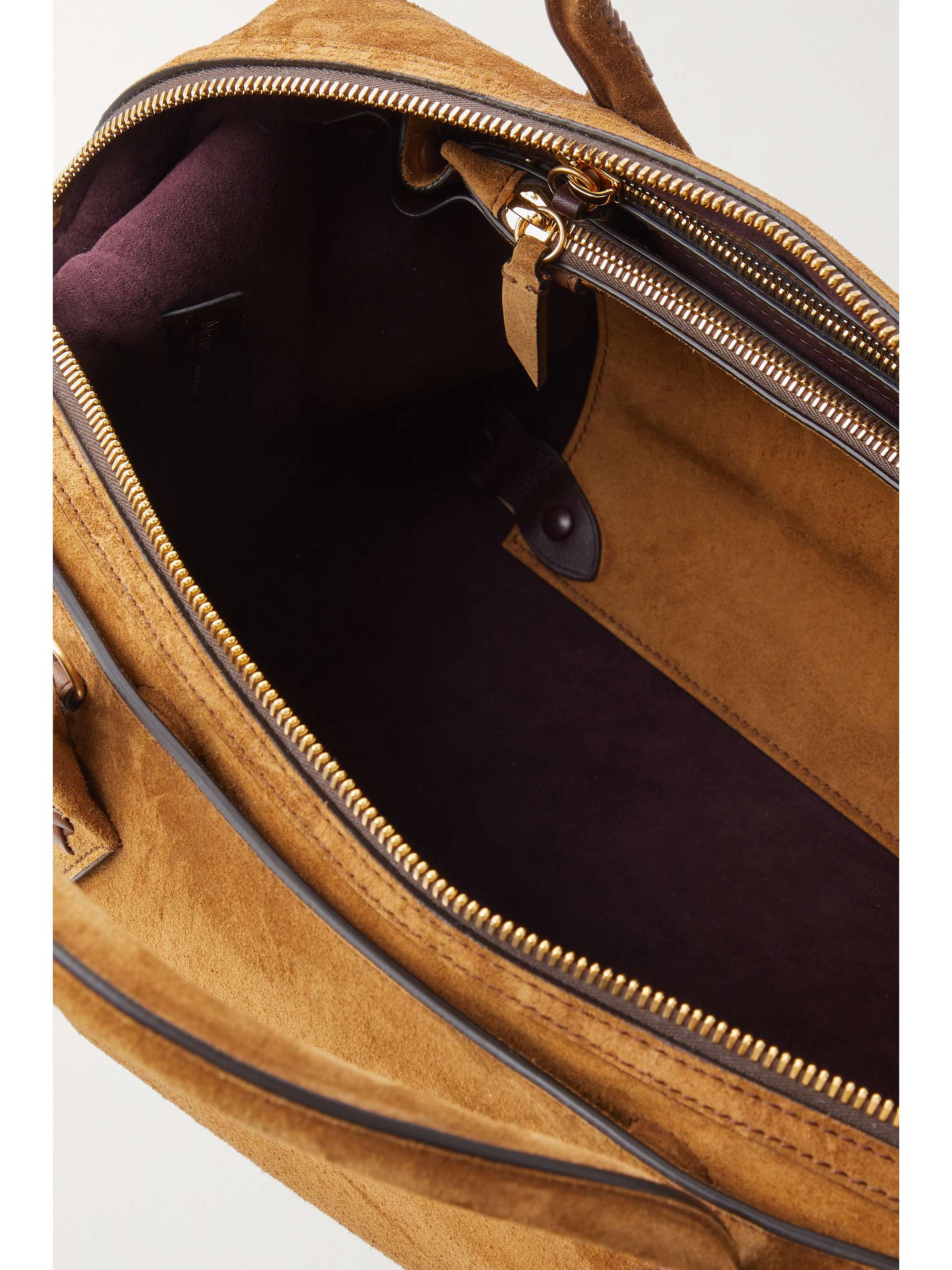 MÉTIER Perriand City medium braided leather-trimmed suede tote