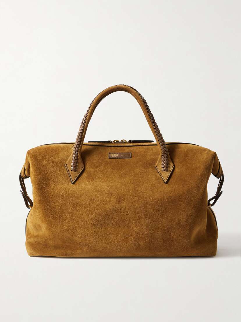 Métier Vérité City Medium Braided Leather-trimmed Suede Tote