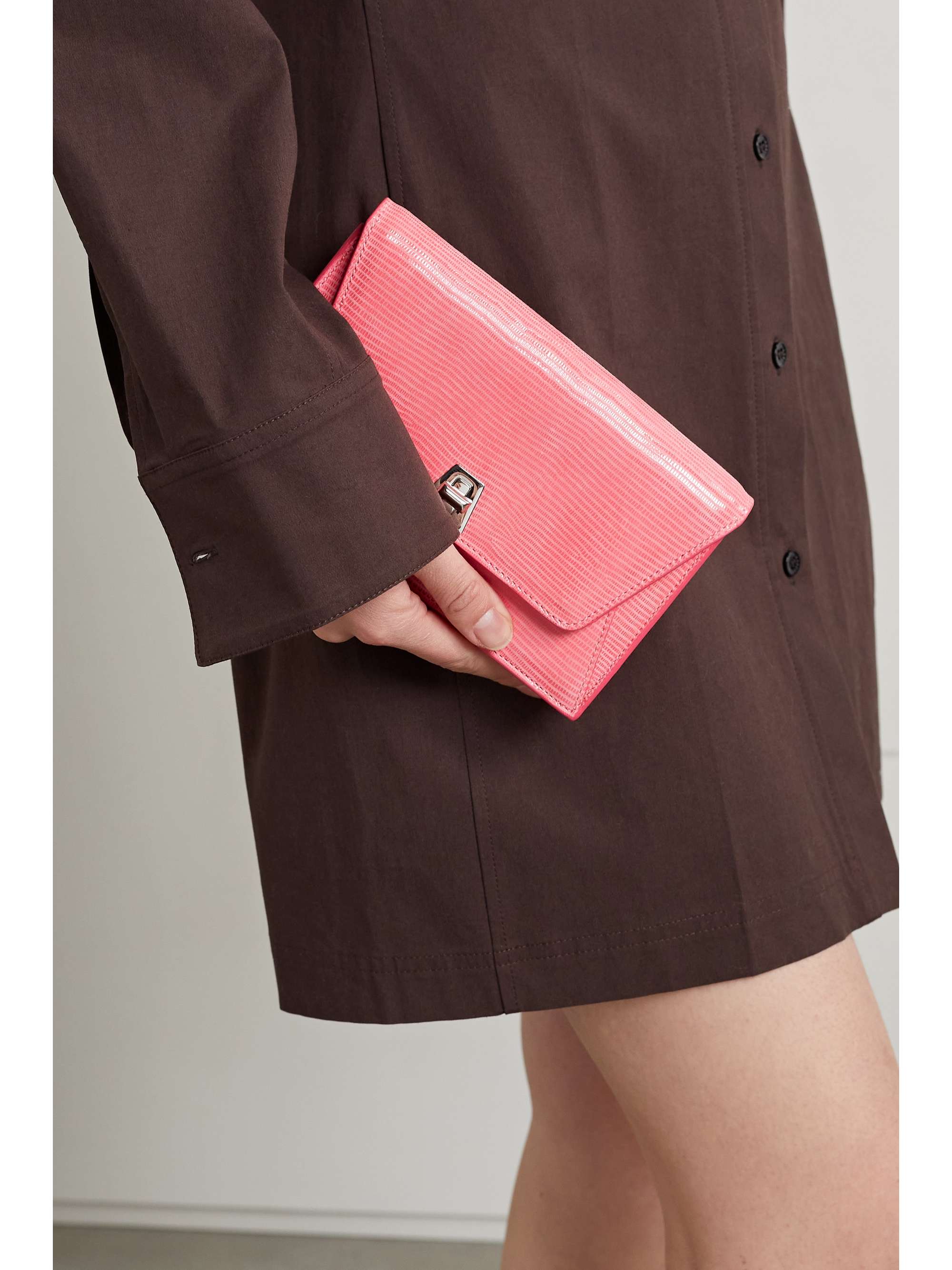 Baby pink Anouk Envelope lizard-effect 