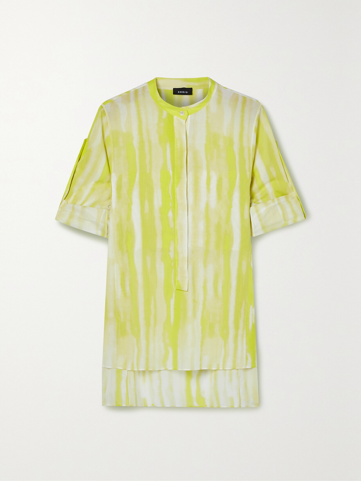 Akris Striped Cotton-voile Tunic In Yellow