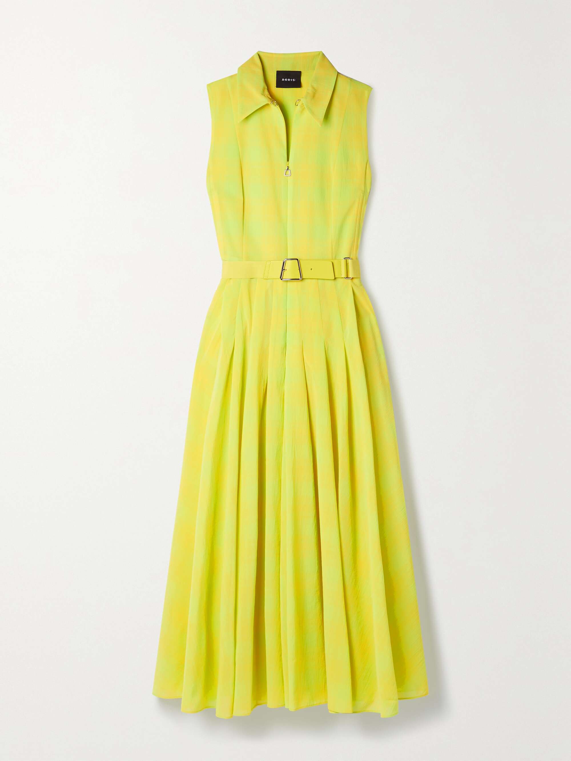 AKRIS Pleated belted cotton-voile midi dress | NET-A-PORTER