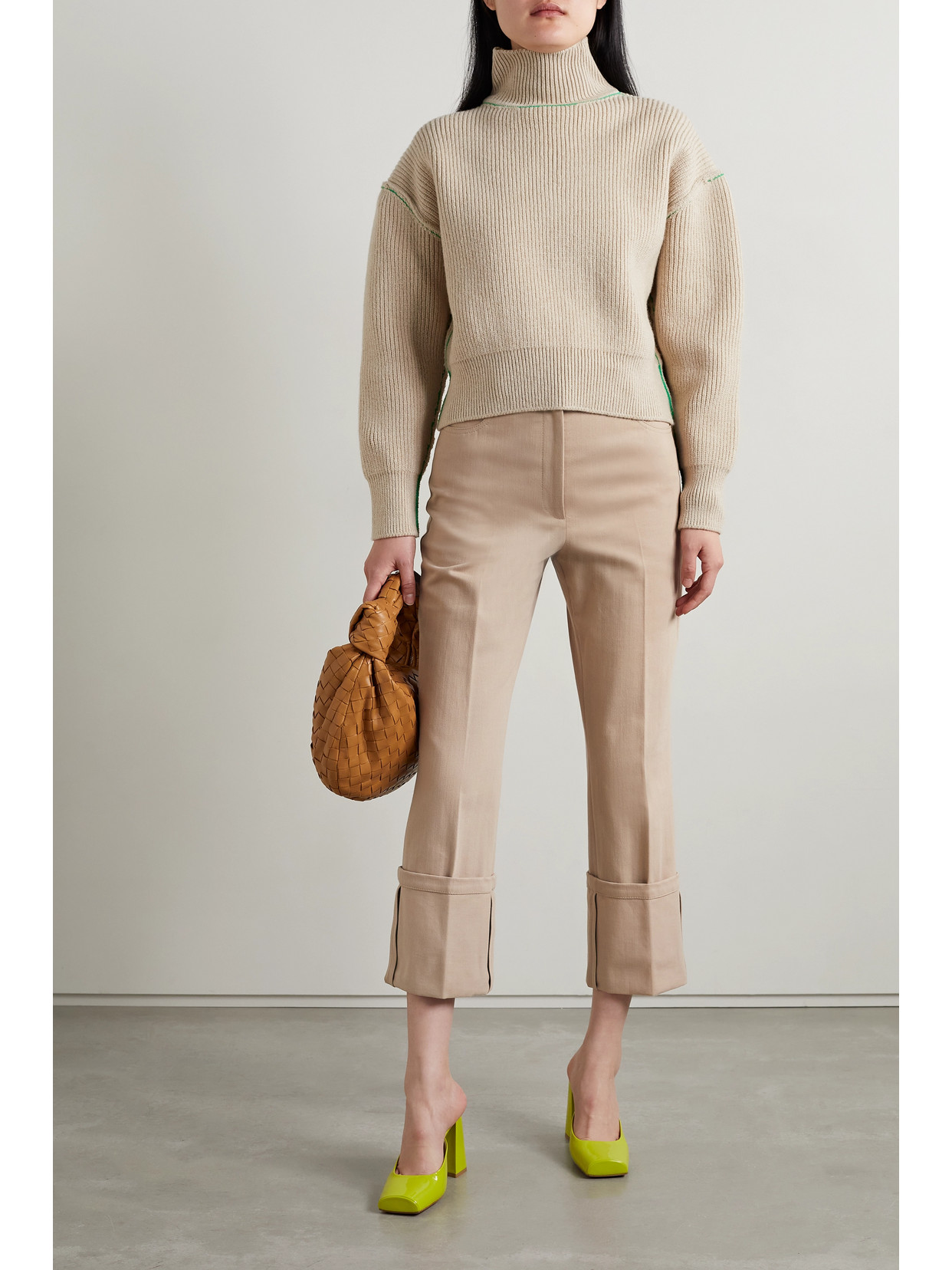 Akris Floyd Cropped Cotton-blend Twill Tapered Pants In Neutrals