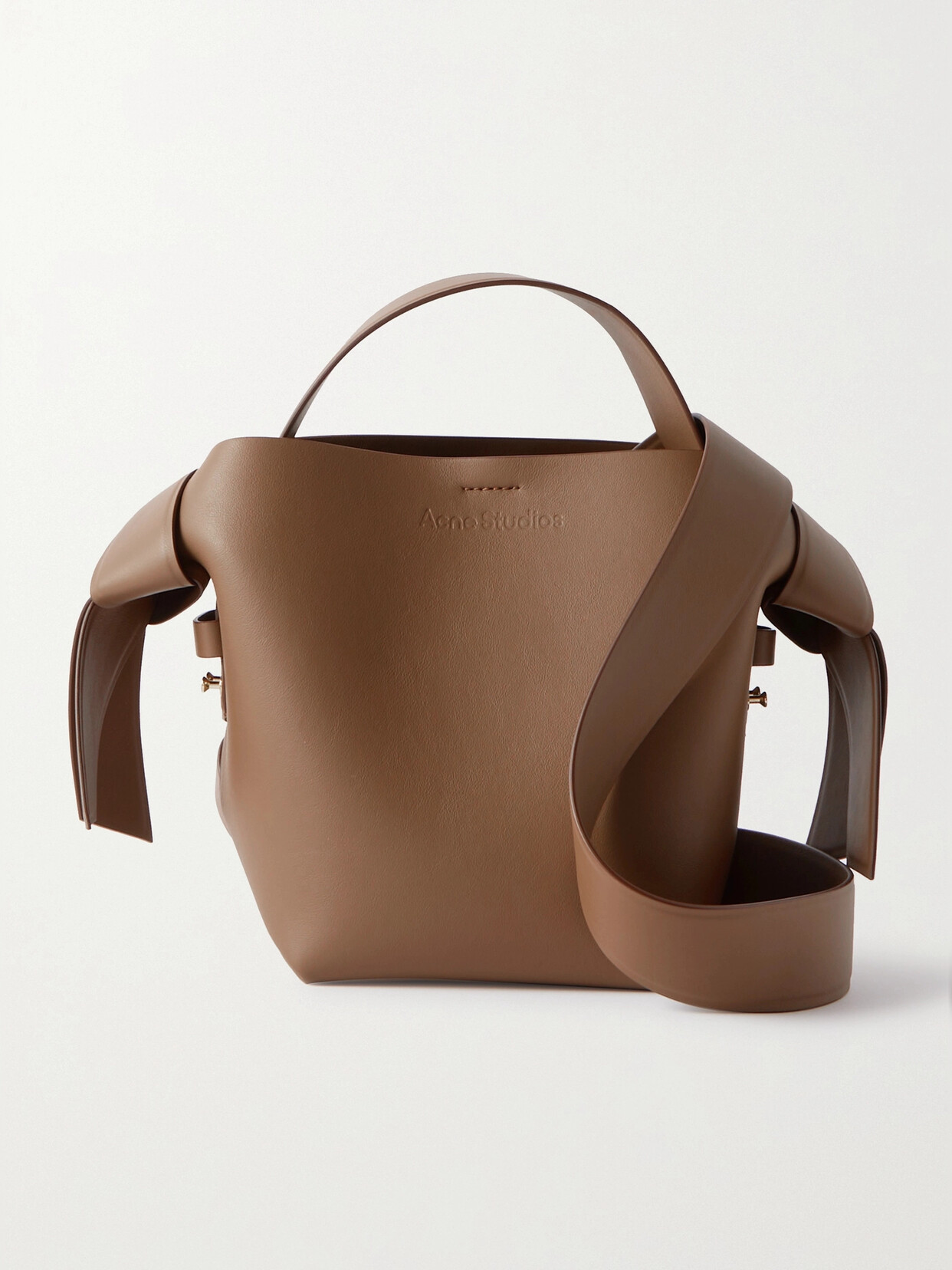 Acne Studios Musubi Mini Knotted Leather Shoulder Bag In Brown