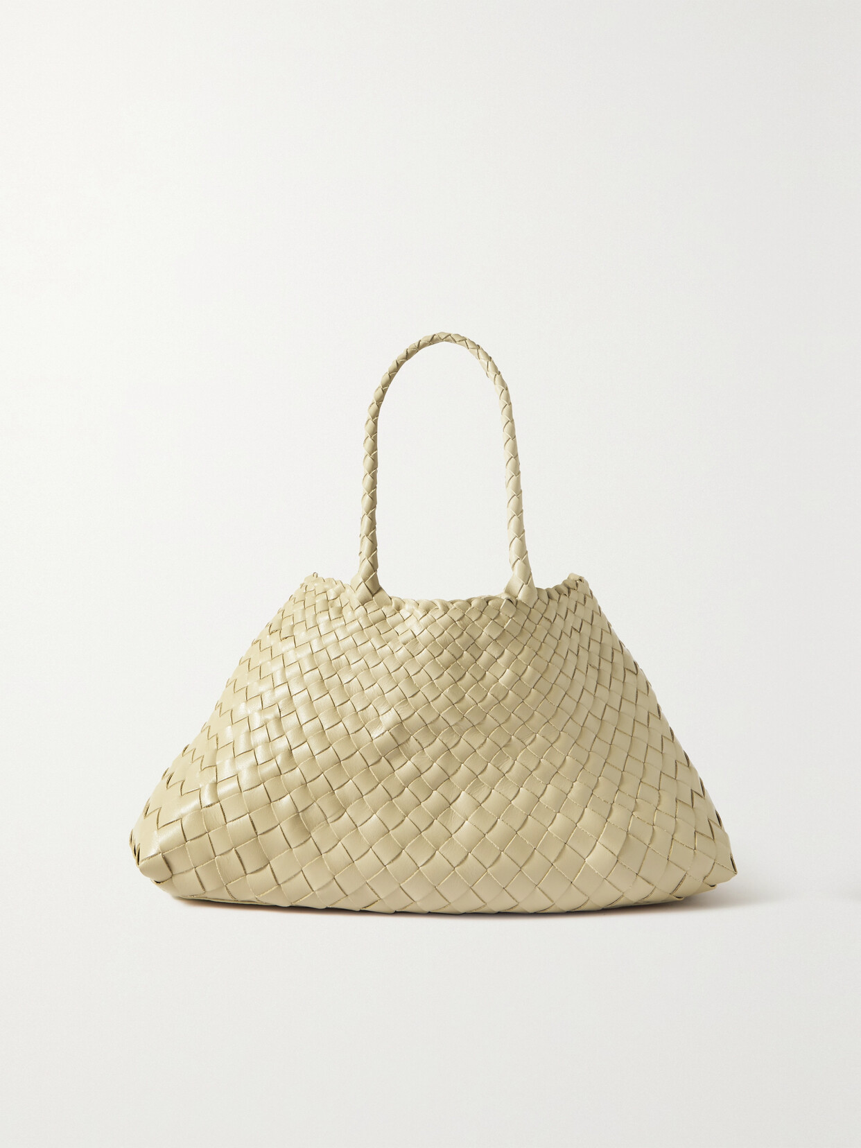 Dragon Diffusion Santa Croce Big Woven Leather Tote In Cream