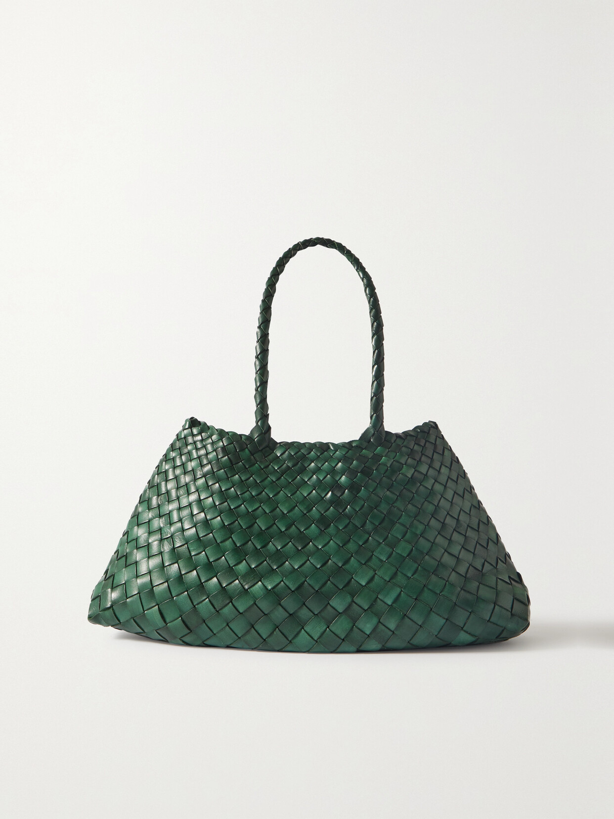 Dragon Diffusion Santa Croce Big Woven Leather Tote In Green