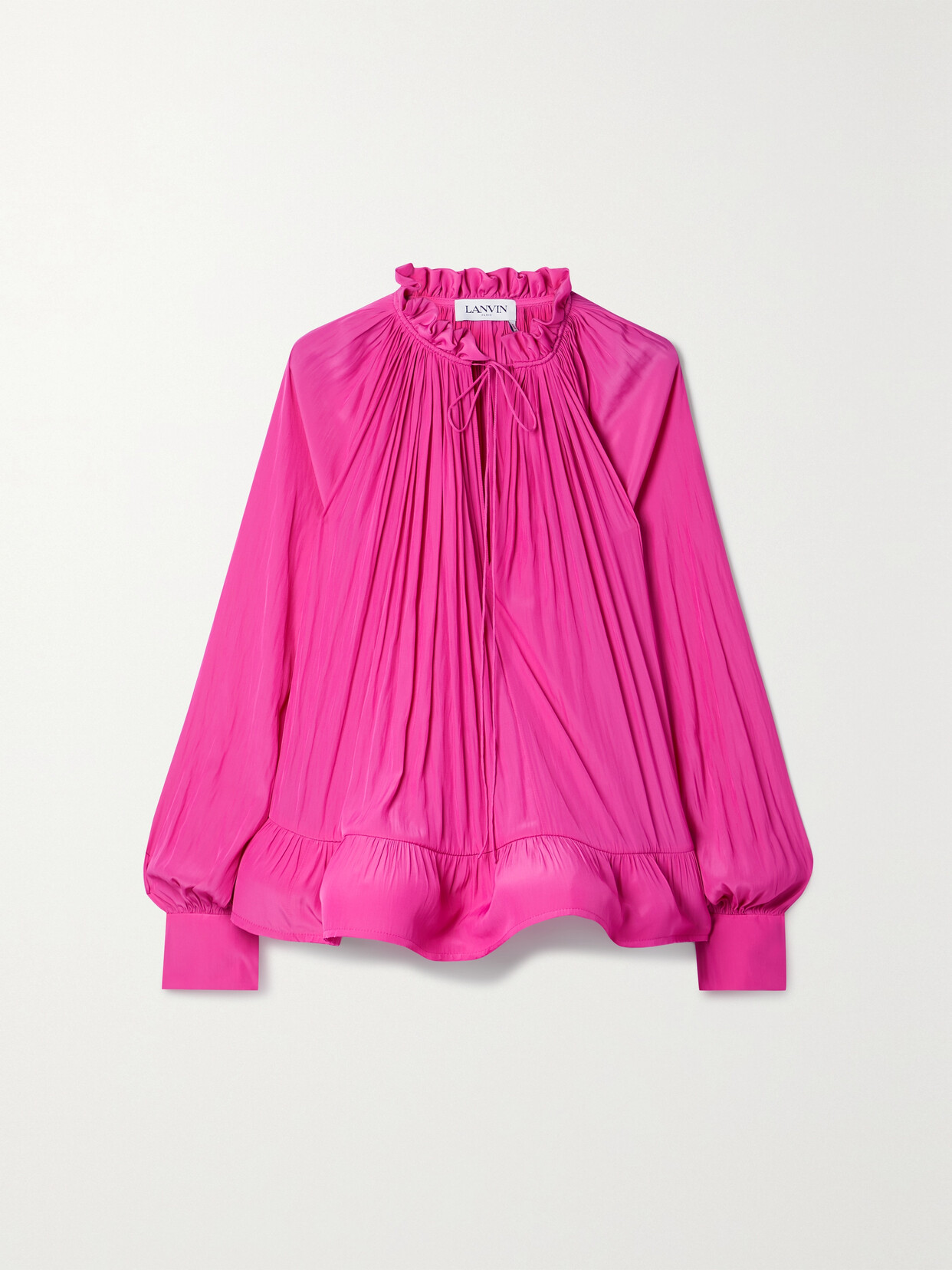 Lanvin Ruffled Gathered Voile Blouse - Pink