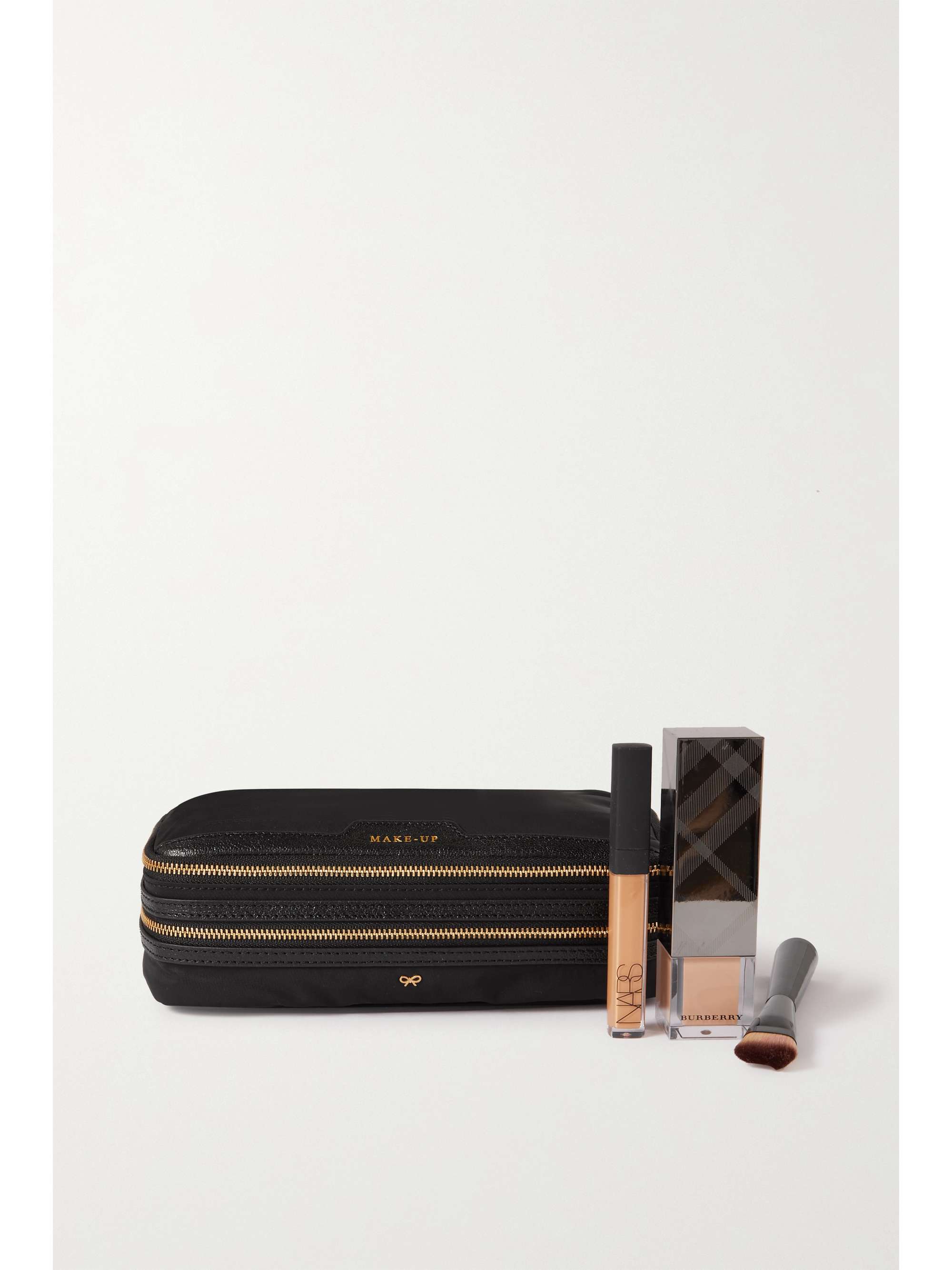 ANYA HINDMARCH Make Up Kosmetiktasche aus ECONYL® mit Besätzen aus strukturiertem Leder