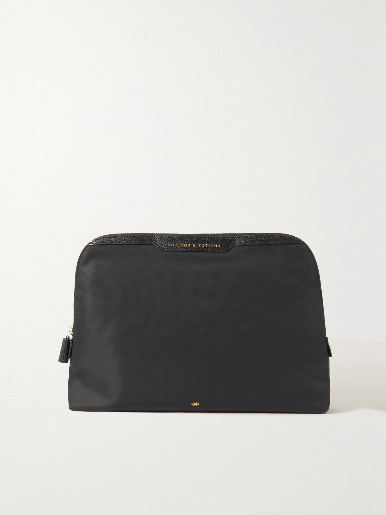 Anya Hindmarch + Net Sustain Lotions And Potions Leather-trimmed Econyl Cosmetics Case In Black