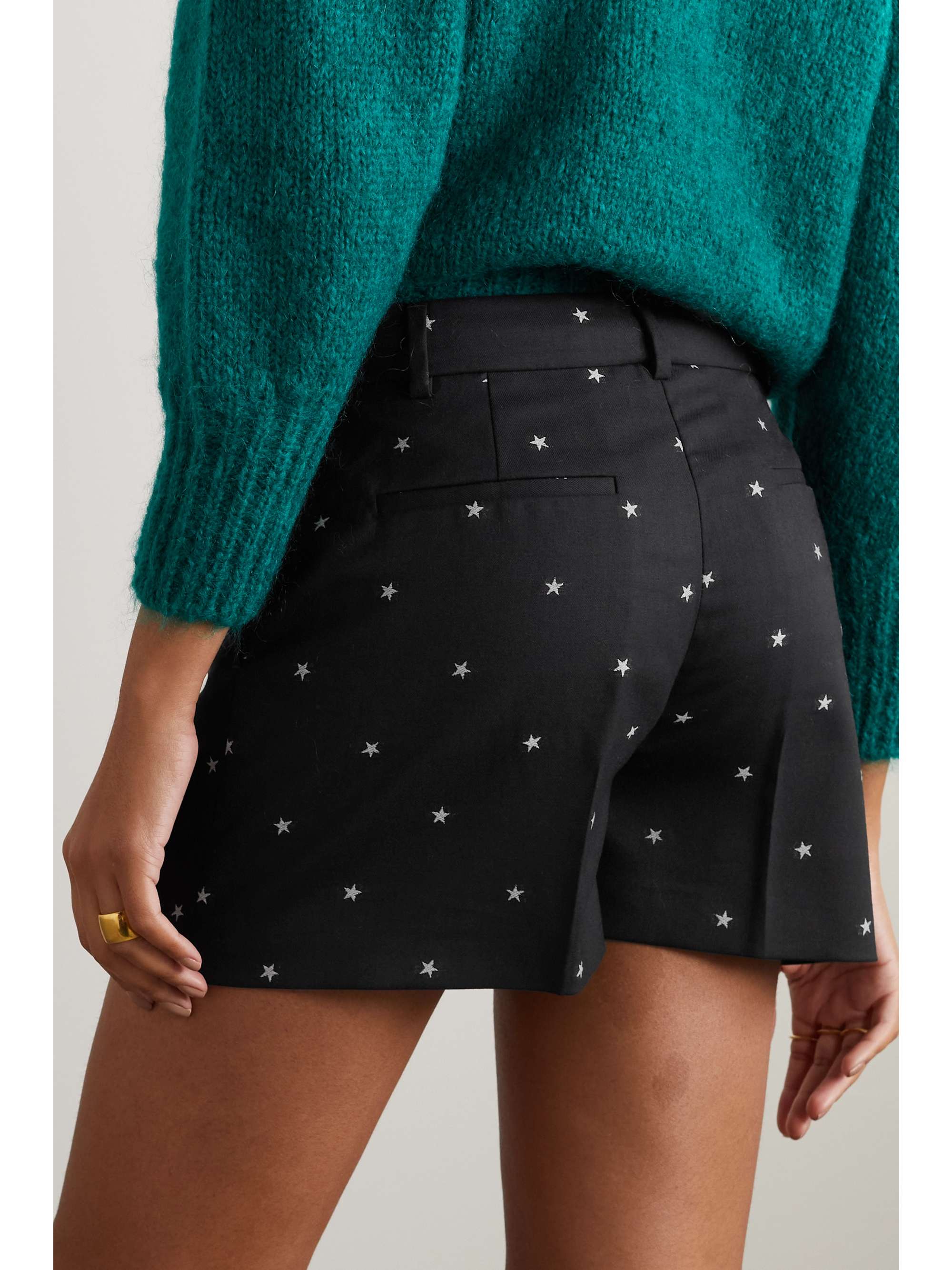 REDVALENTINO Embroidered wool-blend shorts