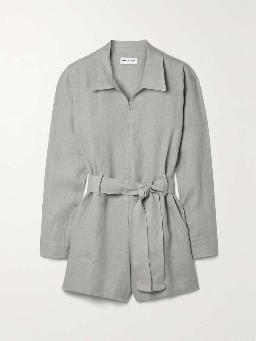 Rivet Utility + Net Sustain Trendsetter Belted Linen Playsuit - x large