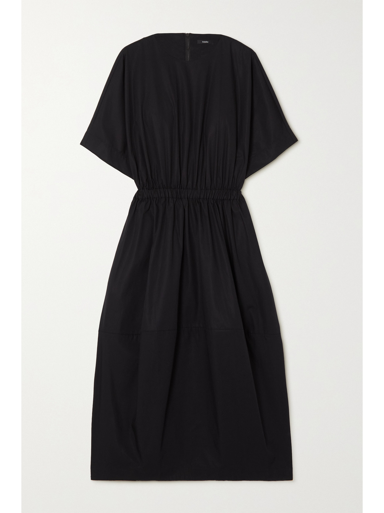 Bassike + Net Sustain Gathered Organic Cottonpoplin Dress In Black