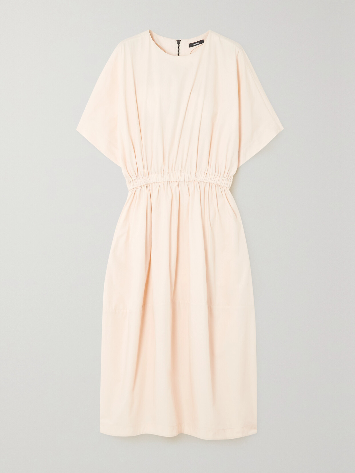 Bassike + Net Sustain Gathered Organic Cotton-poplin Dress In Off-white