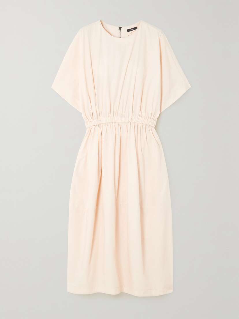 BASSIKE + Net Sustain Gathered Organic Cotton-poplin Dress
